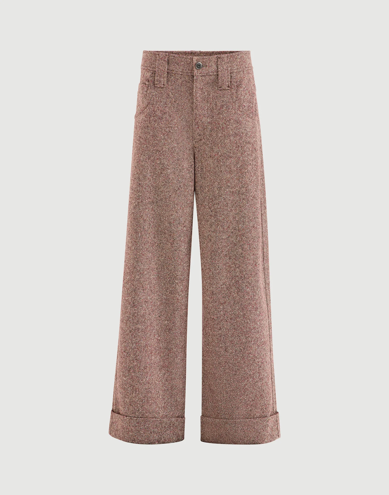 Virgin wool donegal baggy five-pocket trousers with monili - 1