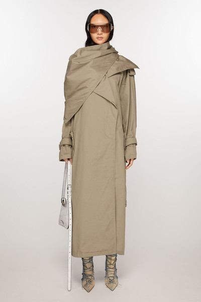 Acne Studios Scarf collar trench coat - Mud Brown outlook