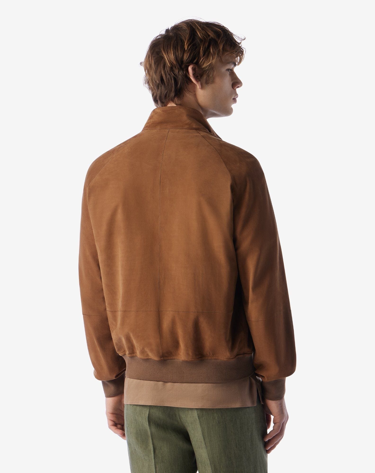 Tobacco-brown bomber jacket made from super light suede - 3
