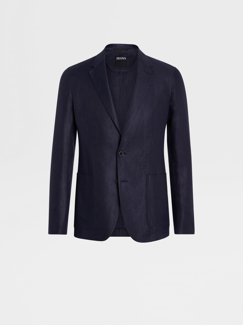 DARK BLUE PURE LINEN SHIRT JACKET 1