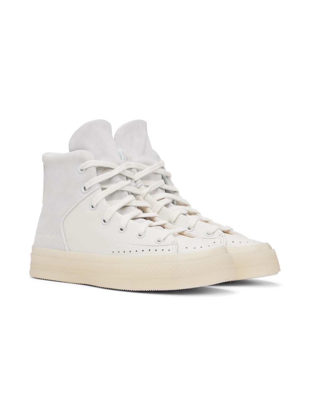 White & Gray Chuck 70 Marquis Leather Sneakers - 4