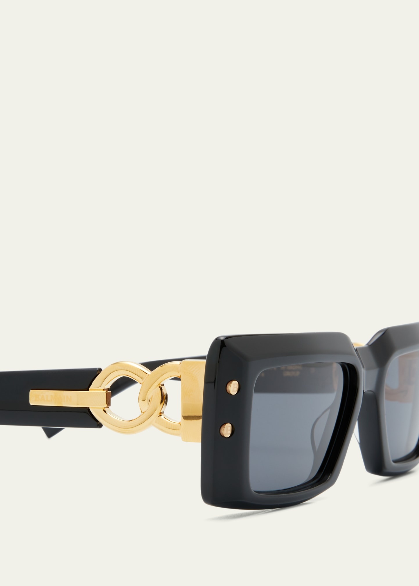 Imperial Black Acetate & Titanium Rectangle Sunglasses - 4