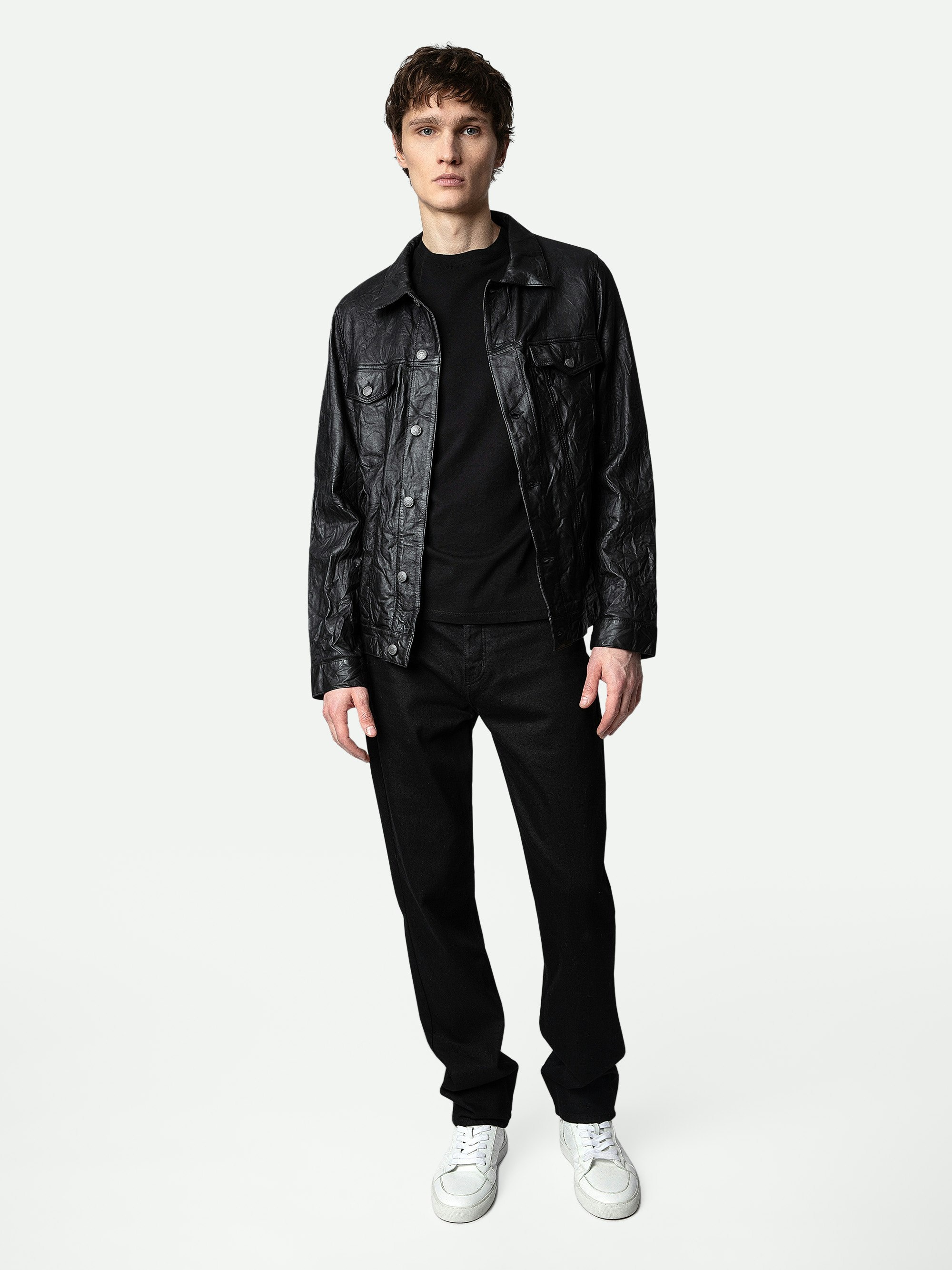 Creased leather base jacket - 2
