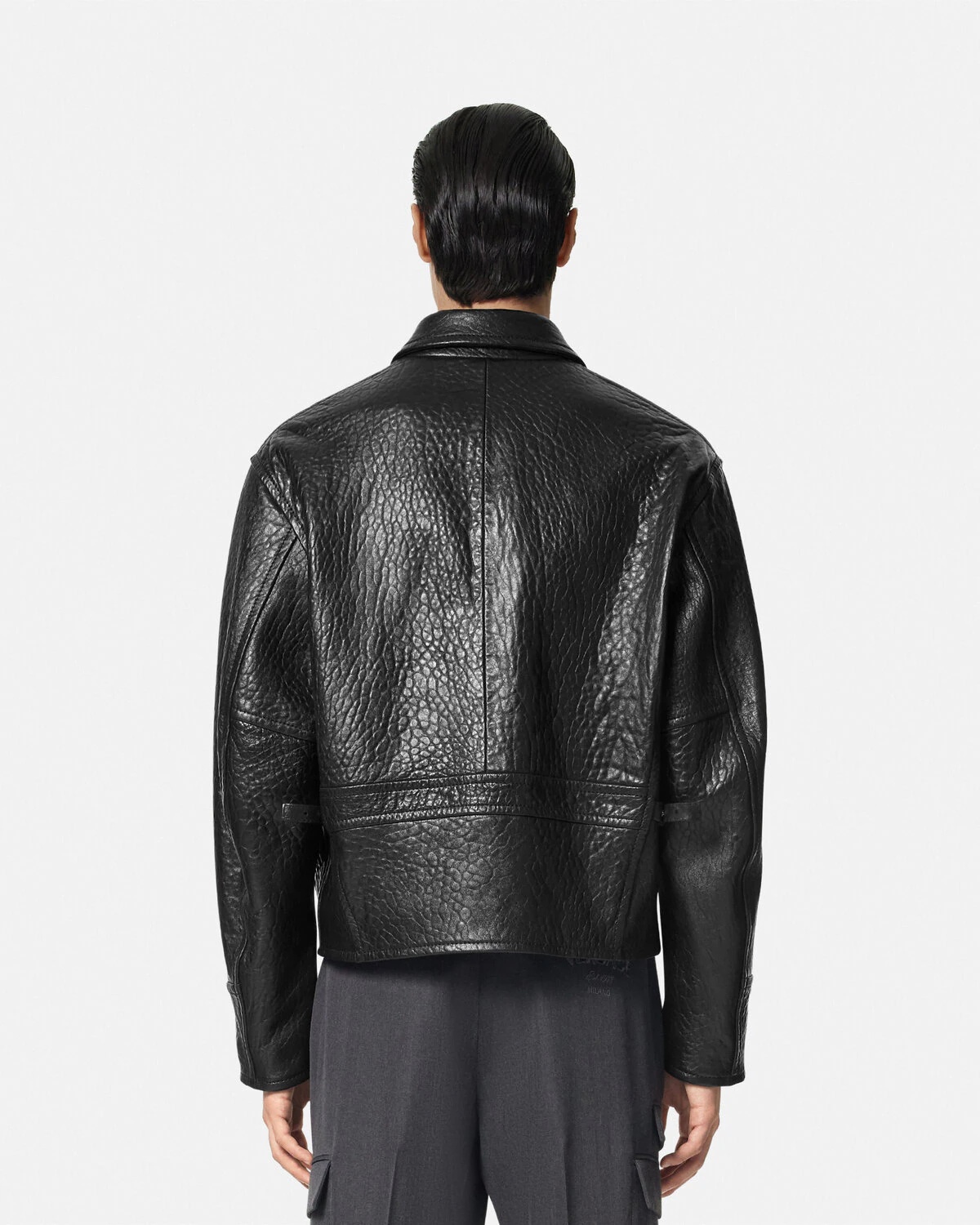 Elephant-Effect Leather Blouson Jacket - 5
