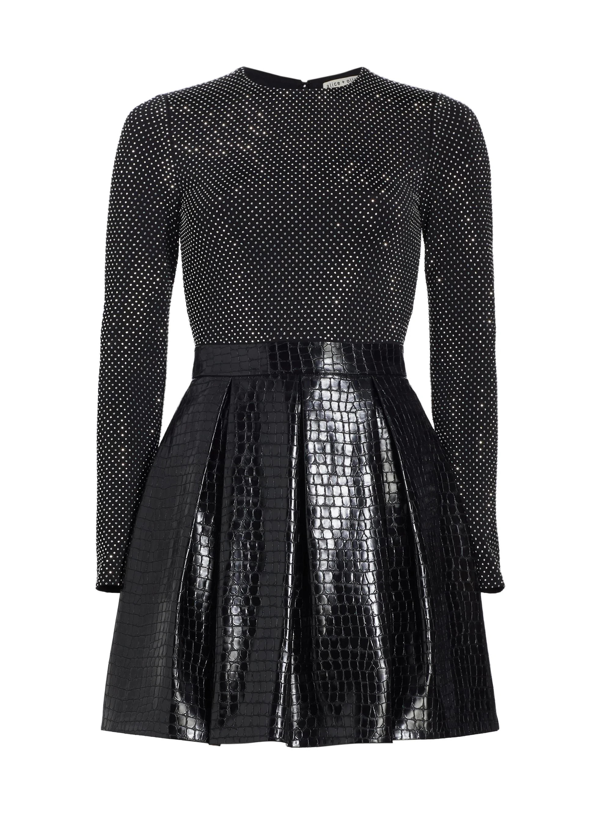 Women's Chara Crocodile-Embossed Faux Leather Minidress - Black - 1