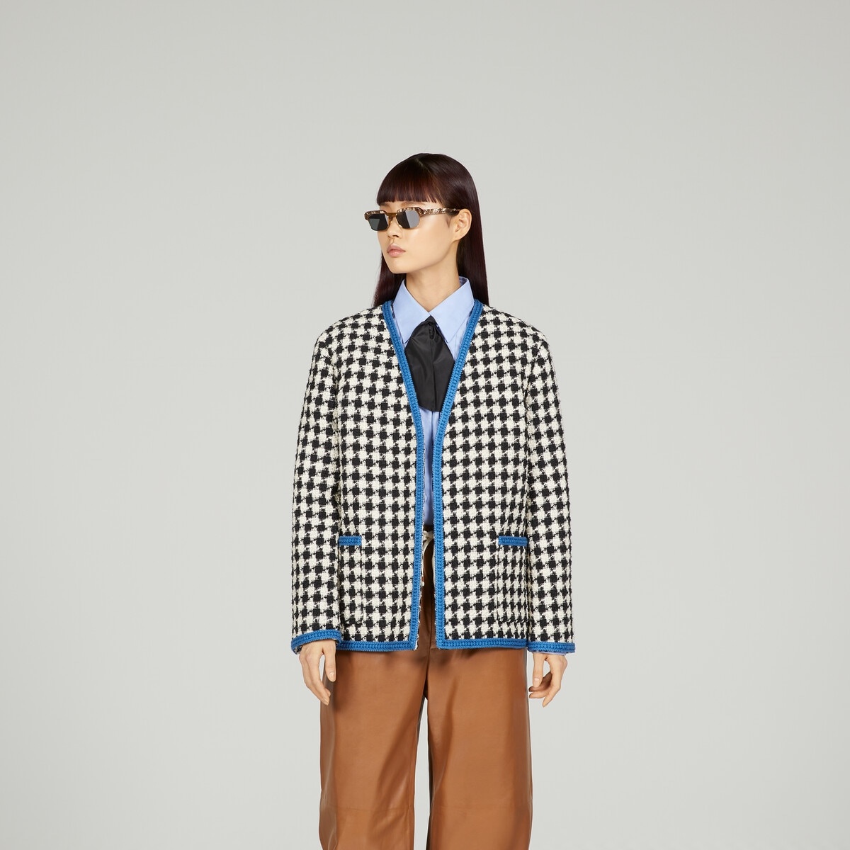 Gingham tweed jacket - 6