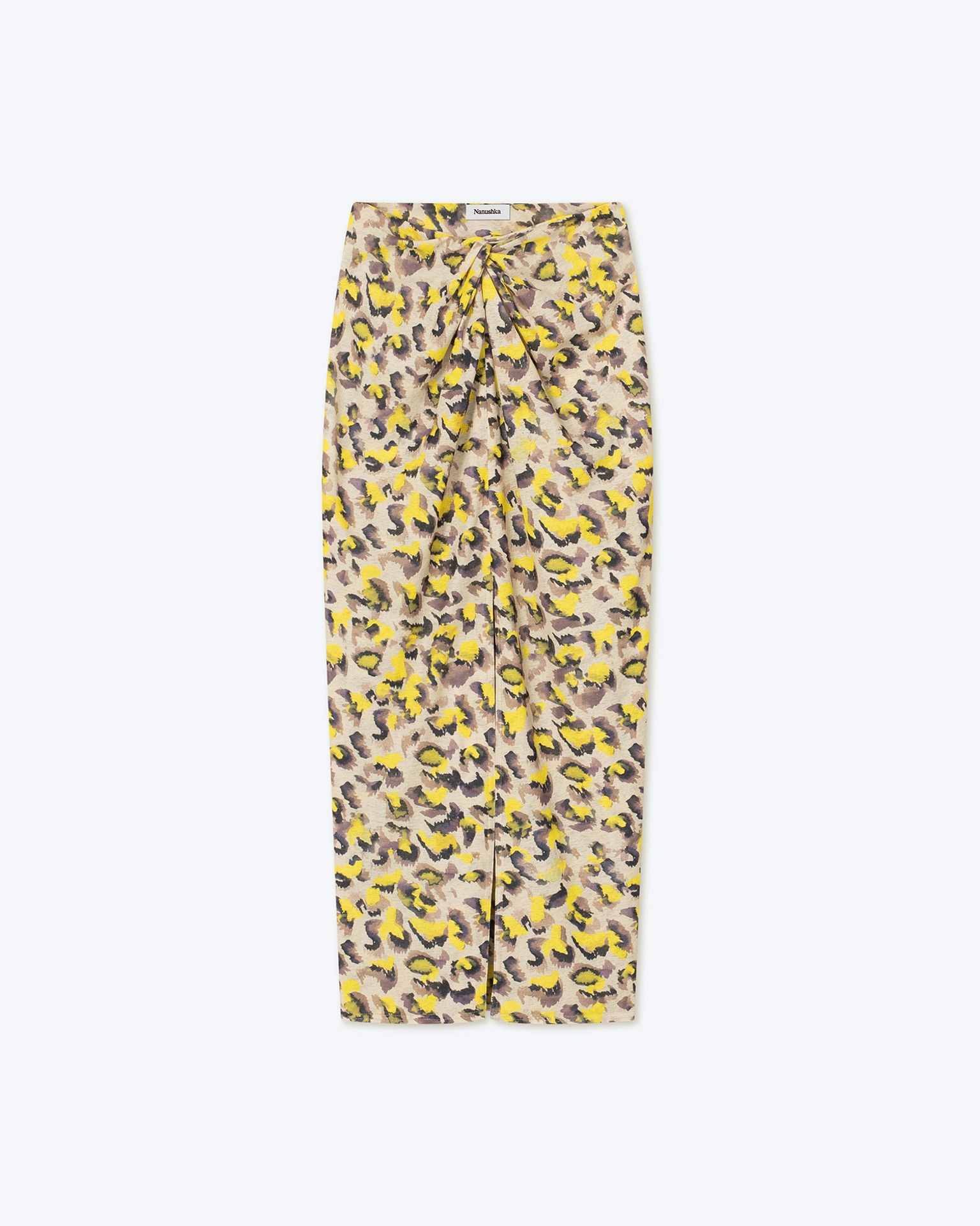 MARYA - Printed mesh-jersey skirt - Watercolor leopard - 1