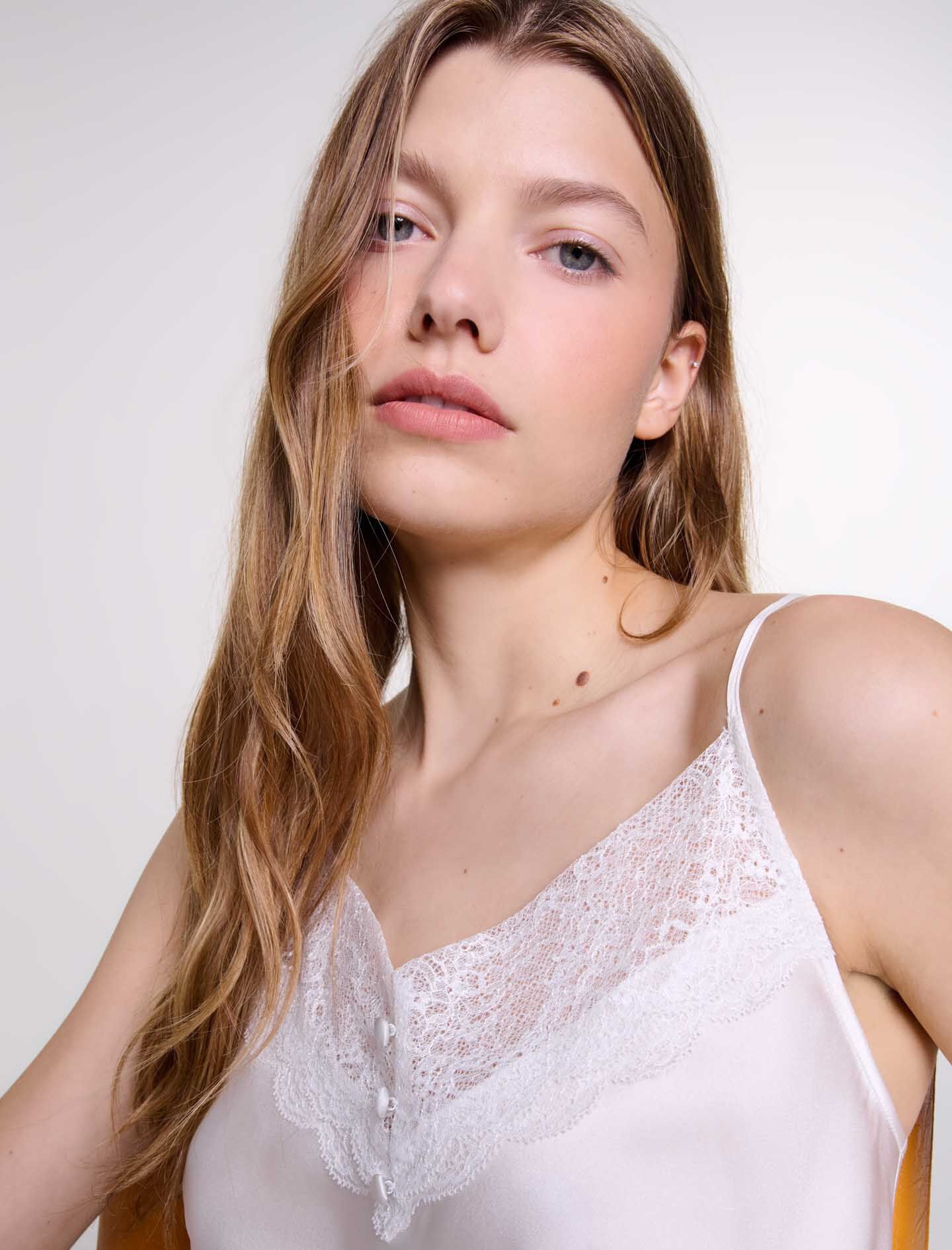 Silk satin and lace top - 7