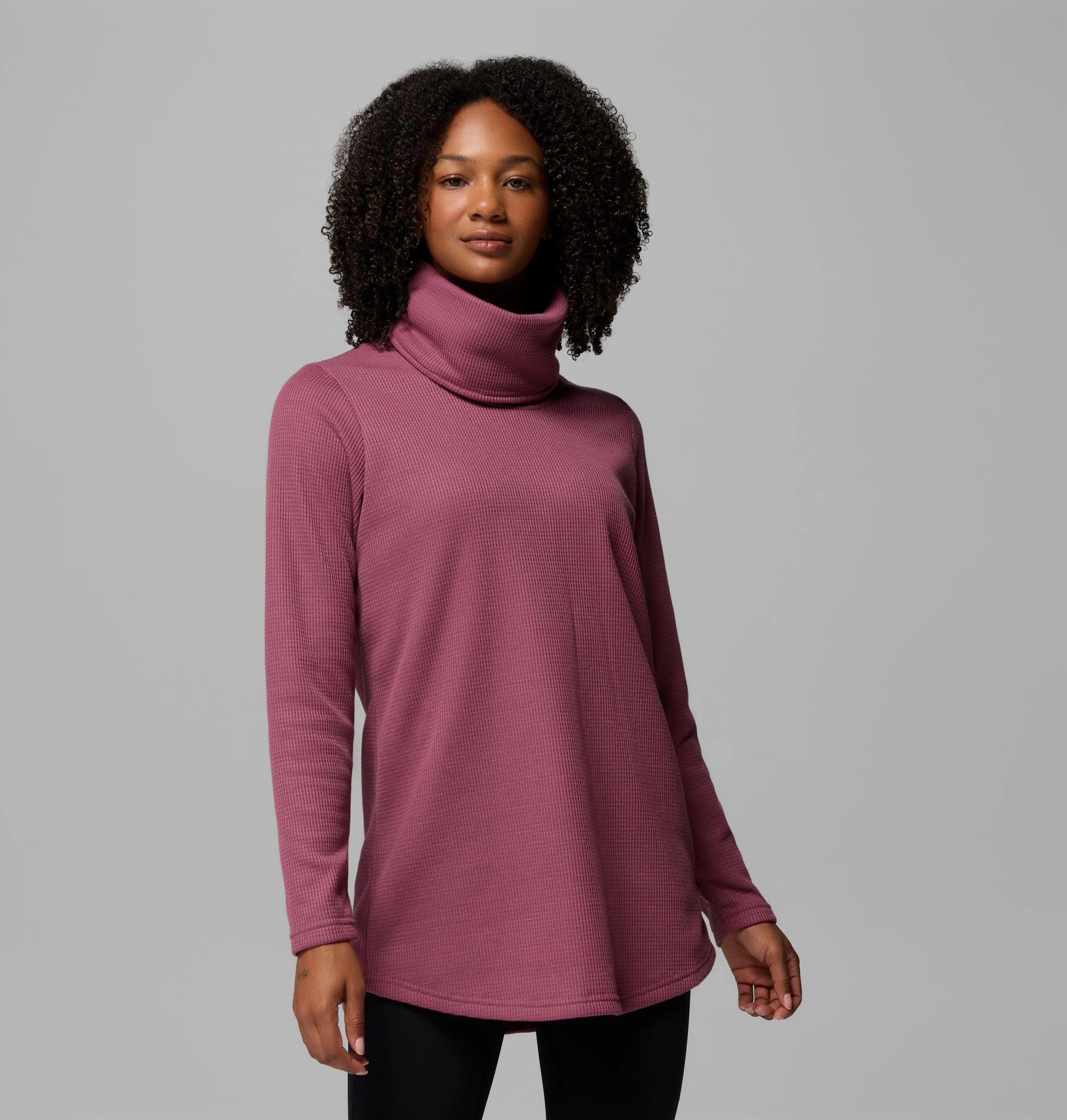 Women's Holly Hideaway Waffle Cowl Neck Pullover - 1