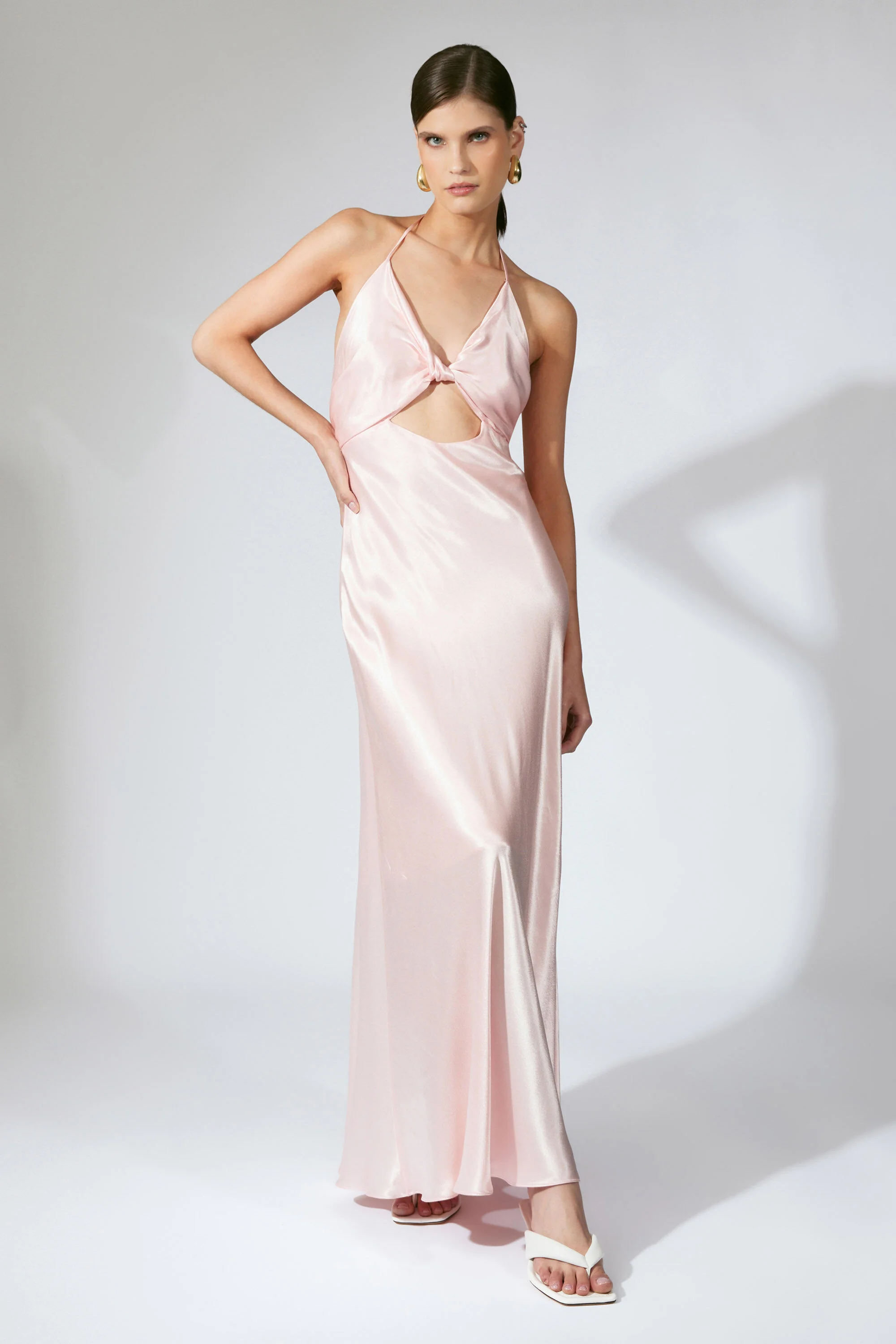 Isola Halter Neck Maxi Dress In Pink Petal - 1