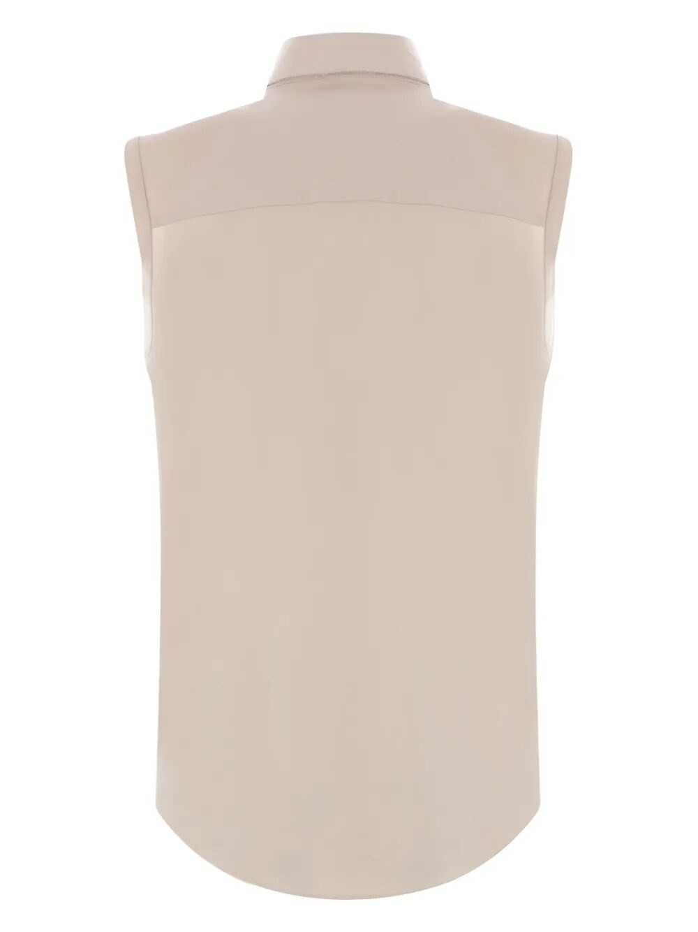 Sleeveless Shirt With `Shiny` Trim - 2