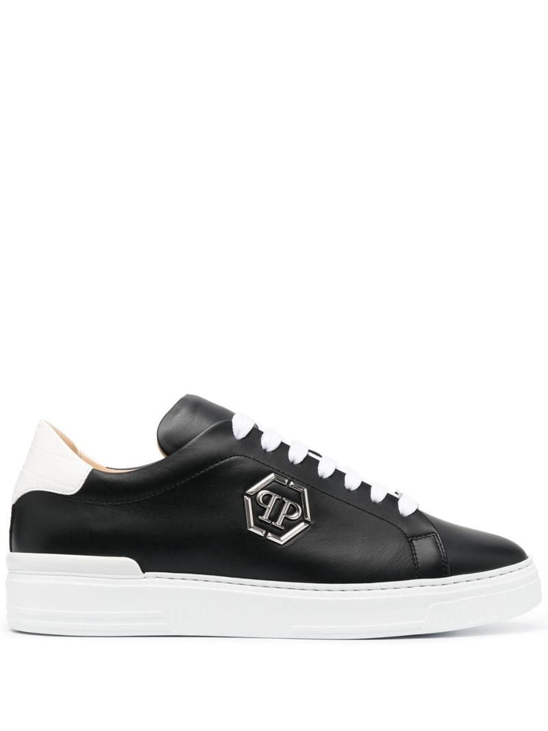 logo-plaque two-tone leather sneakers 1
