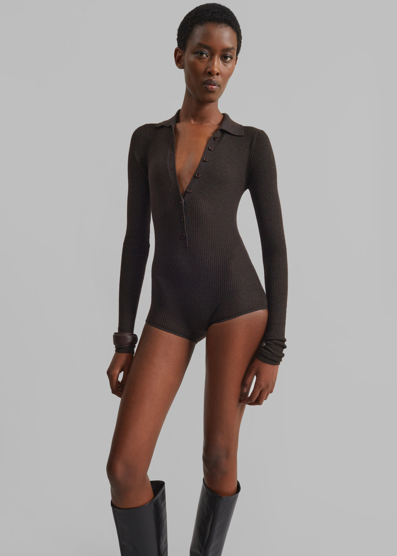 Solana Polo Bodysuit - Brown 6
