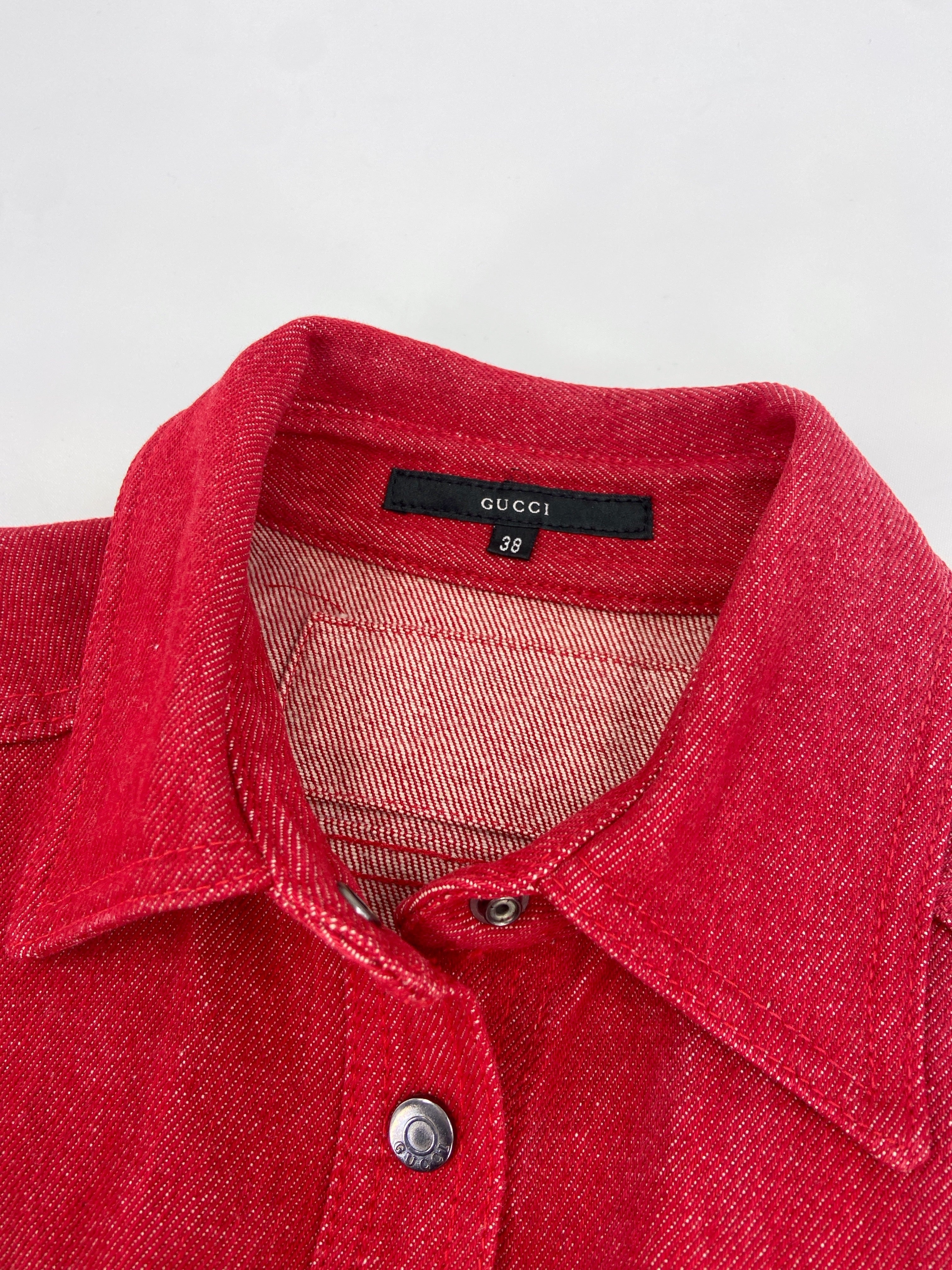 Gucci Fall 1999 Tom Ford Red Denim Jacket - 13