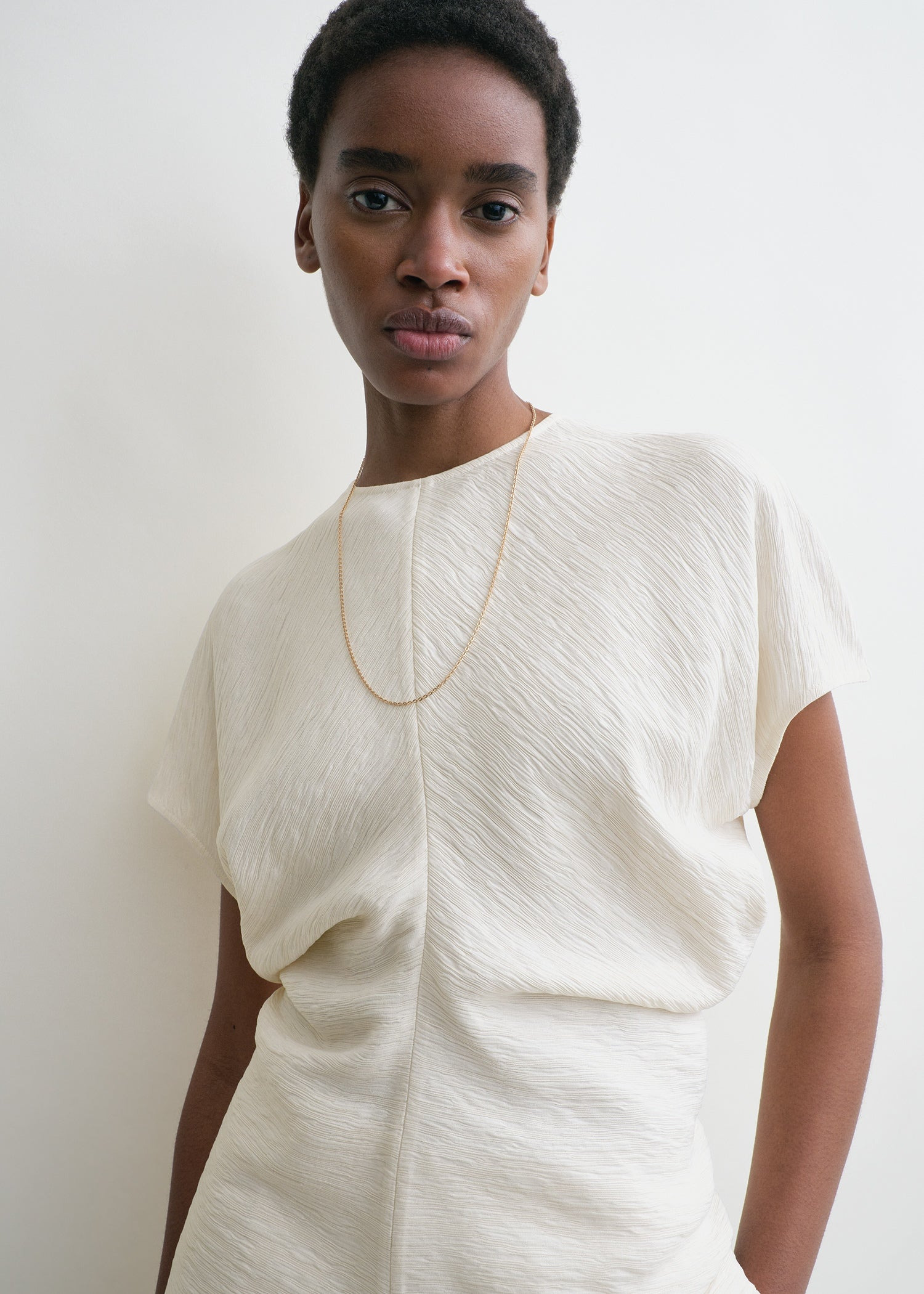 Slouch waist crinkled top cream - 5
