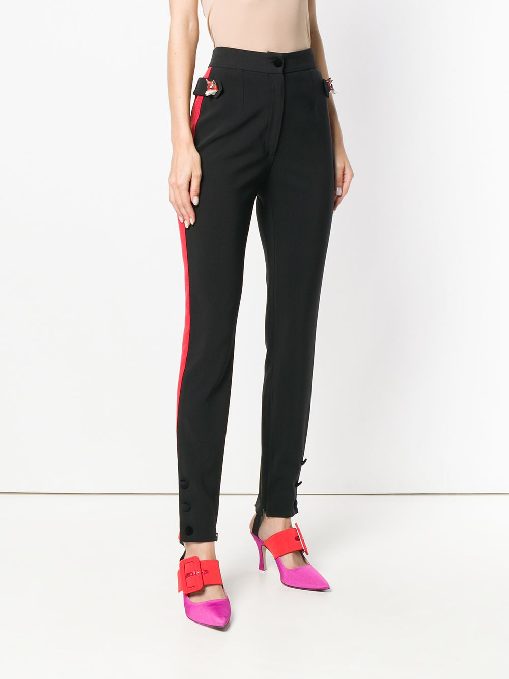 tuxedo stripe fox trim trousers - 3