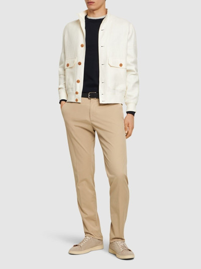 ZEGNA Garment dyed cotton flat front pants outlook
