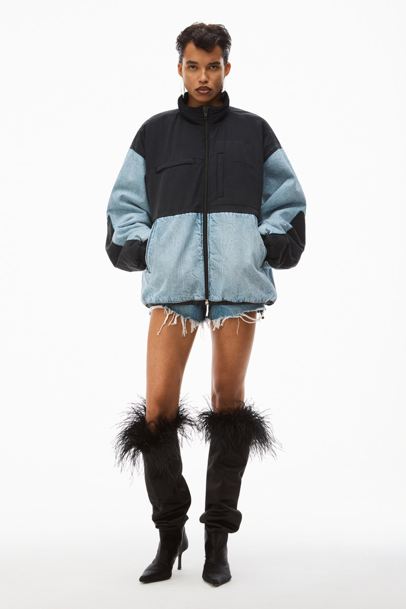 Alexander Wang NYLON COMBO JACKET IN DENIM outlook