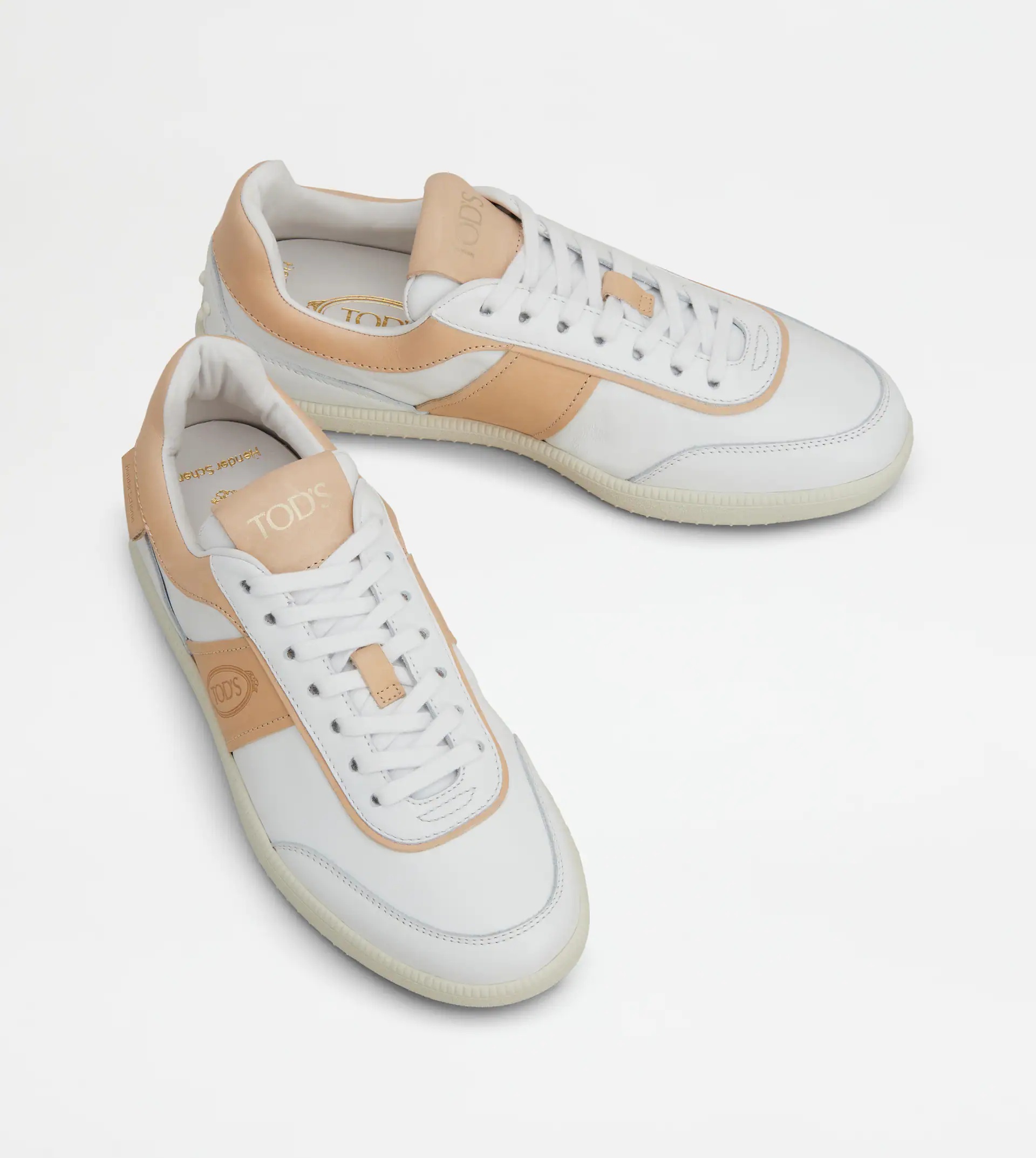 TOD'S TABS SNEAKERS IN LEATHER - BEIGE, WHITE - 3