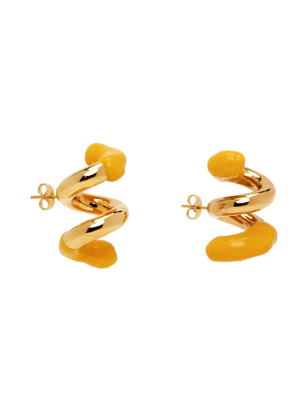 Gold & Yellow Fusillo Rubberized Earrings - 2