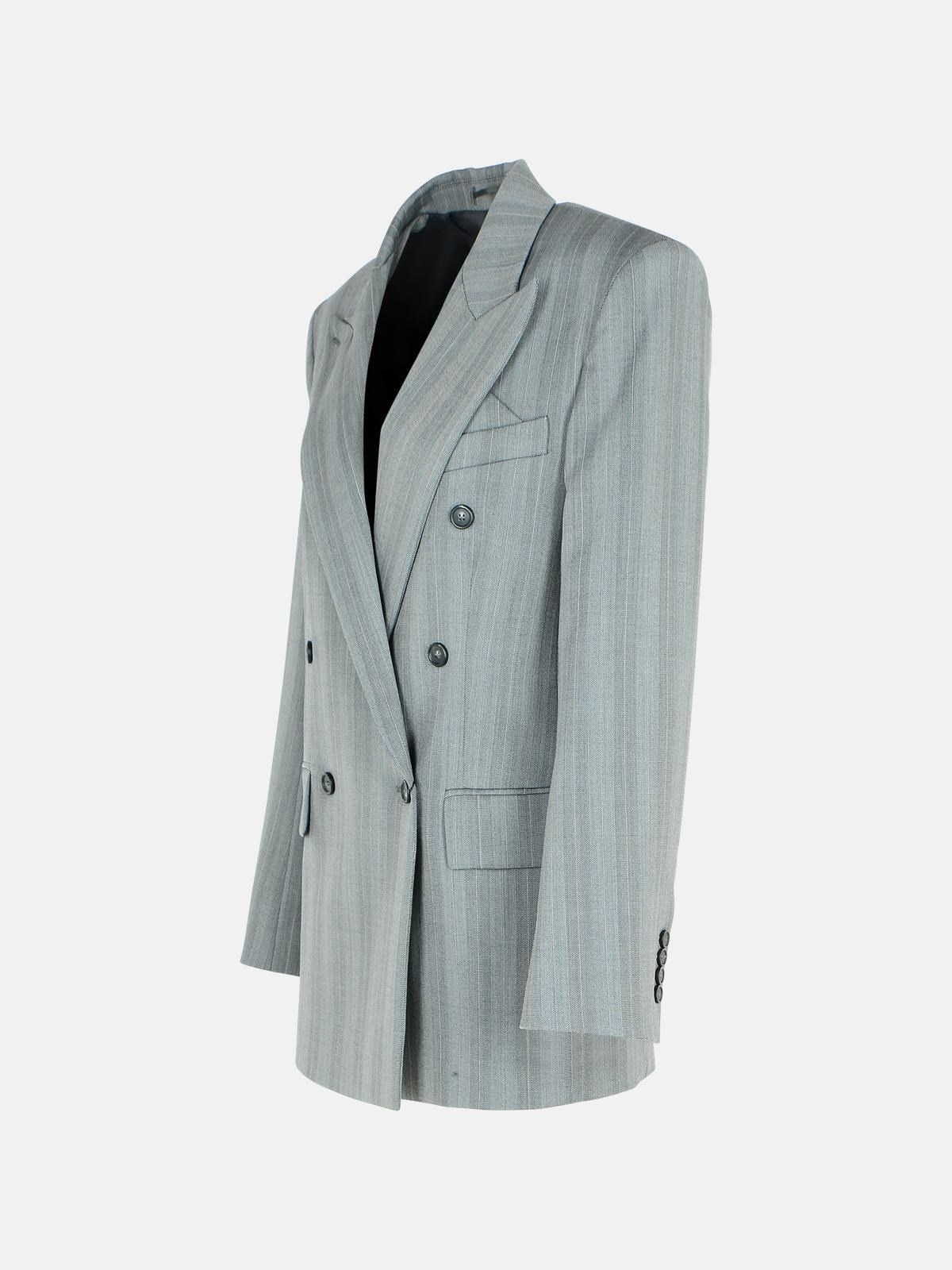 'MERLOT' GREY VIRGIN WOOL BLEND BLAZER - 2