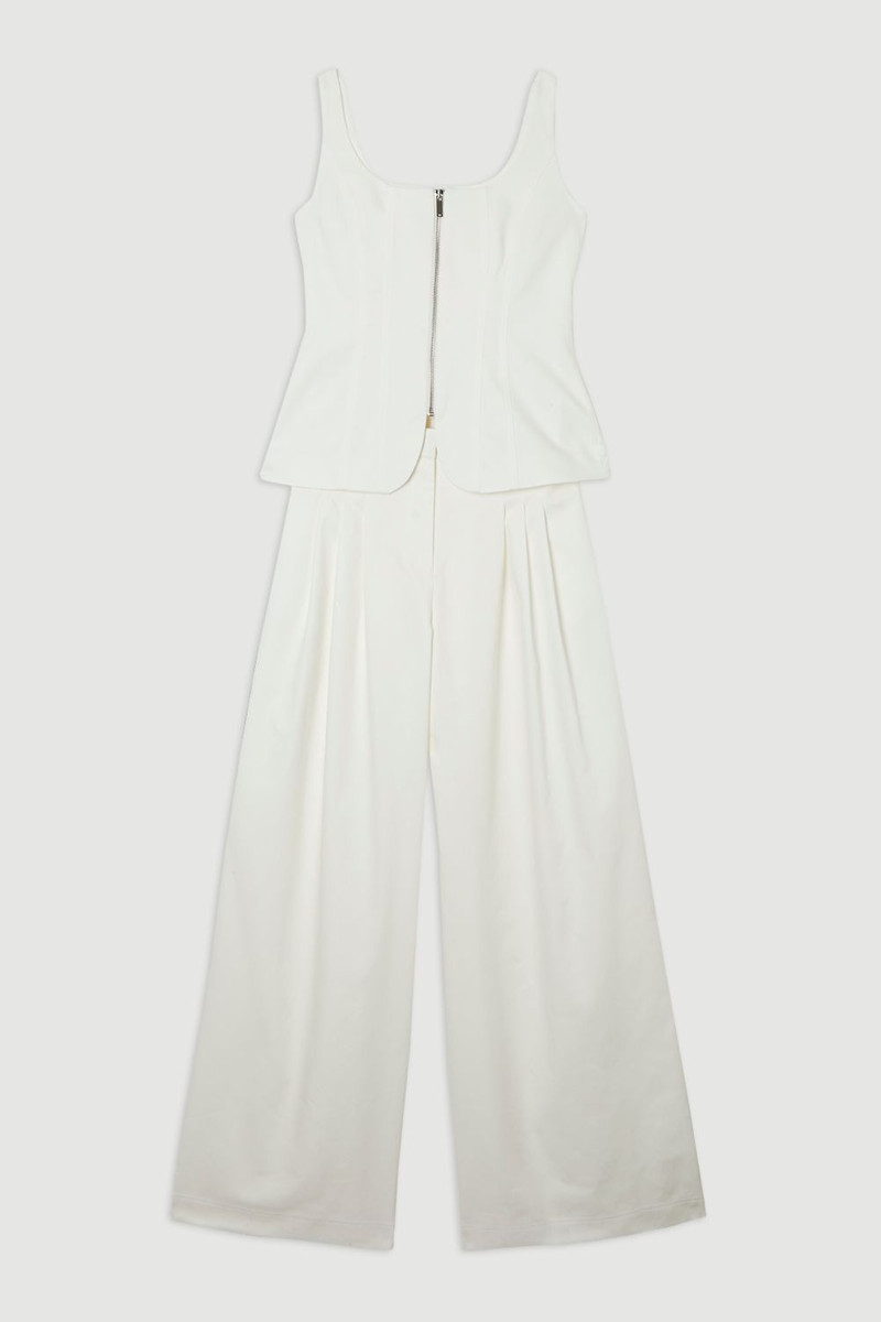 Tailored Denim Peplum Wide Leg Jumpsuit 4