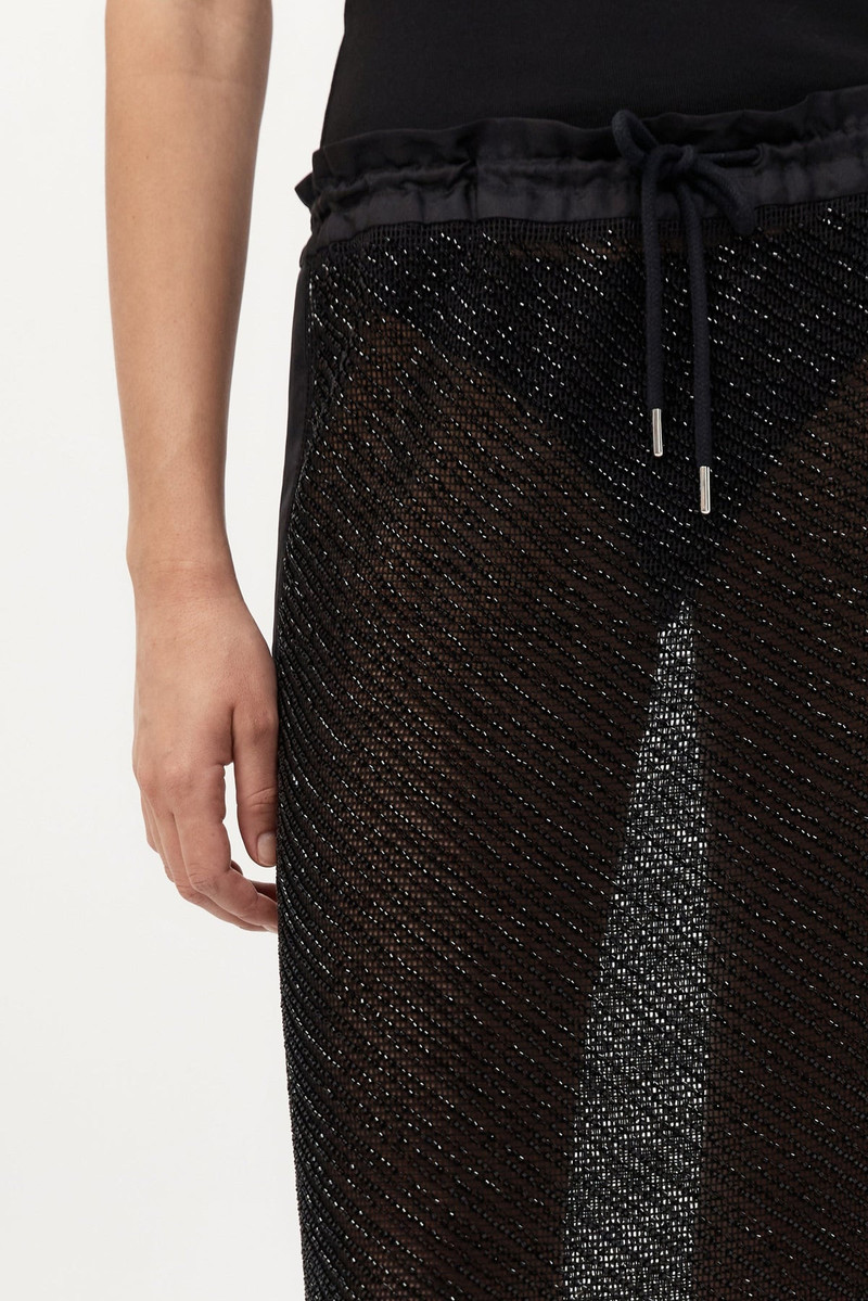 Glass Beaded Mesh Skirt - Jet Black 5