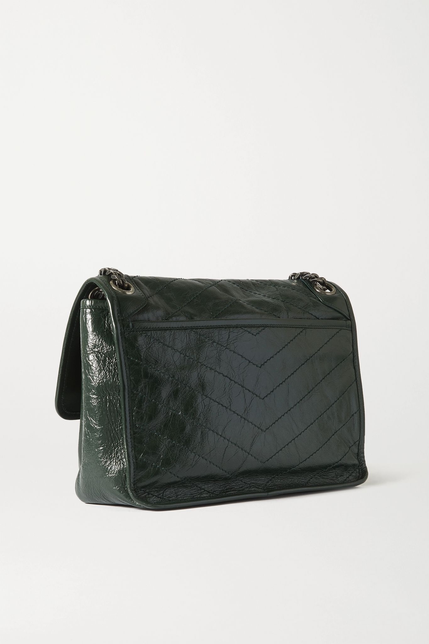 Niki medium quilted crinkled glossed-leather shoulder bag - 3