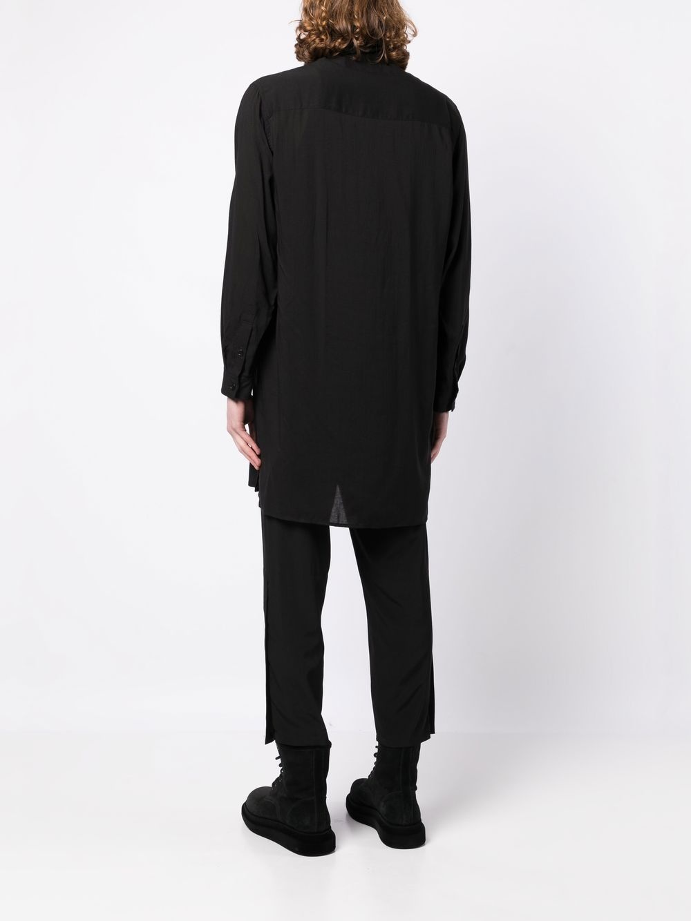 asymmetric-collar long-sleeve shirt - 4