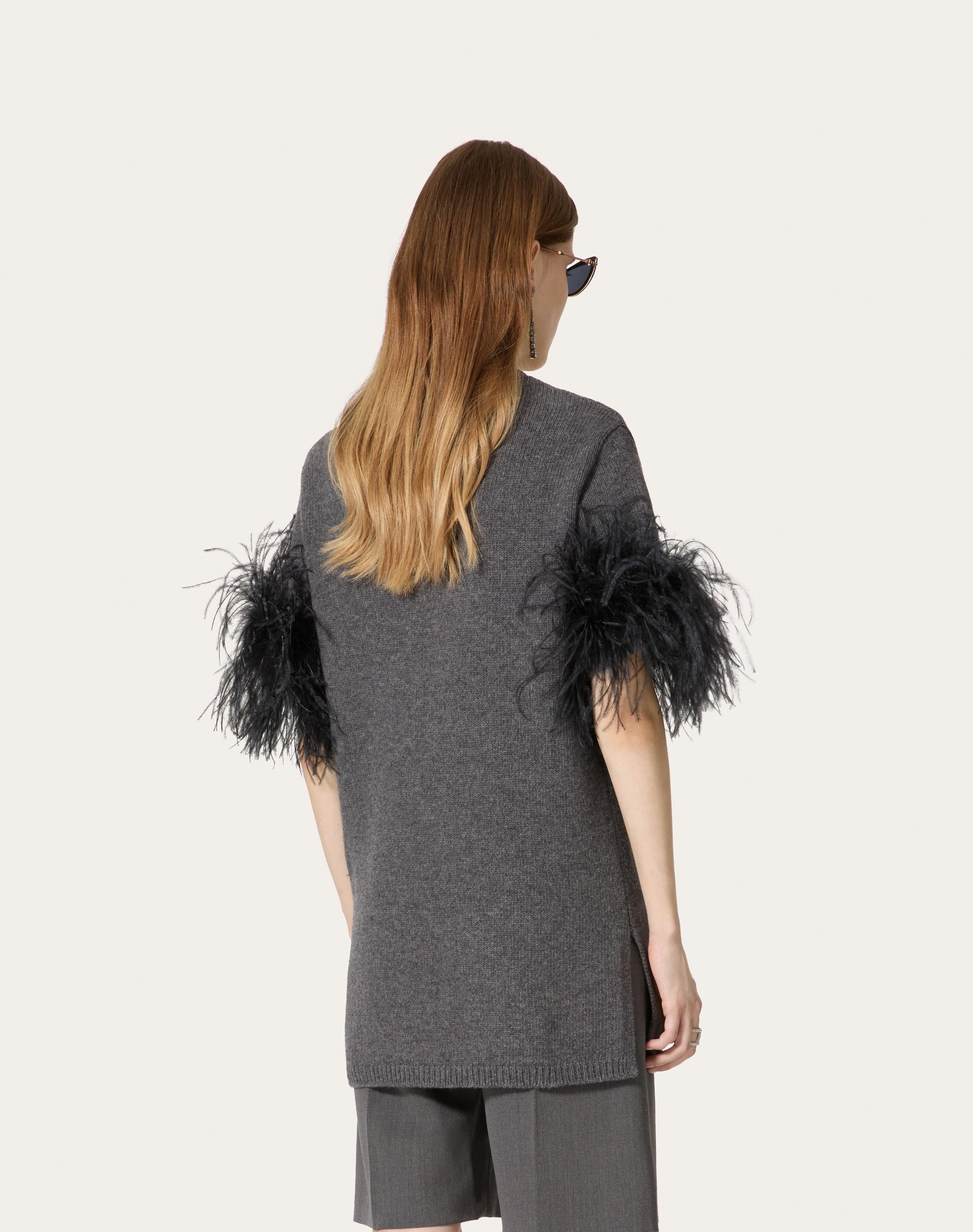 WOOL SWEATER WITH FEATHERS - 4