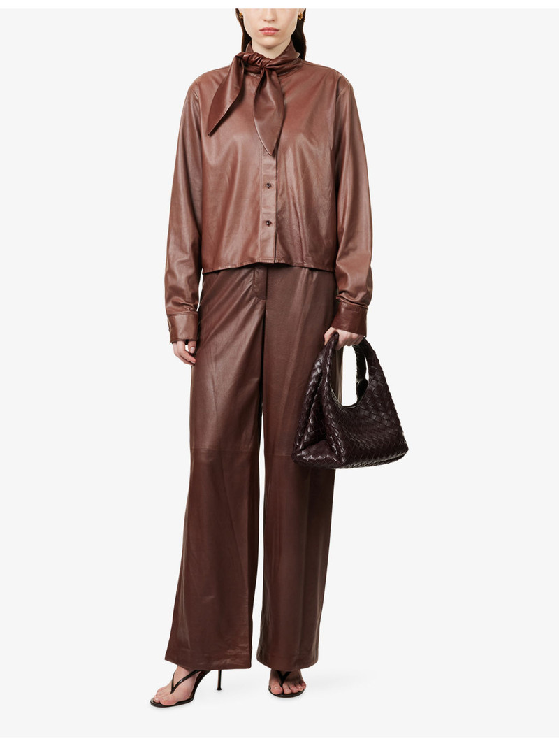 TWP Tie-Insert Long-Sleeve Leather Shirt outlook