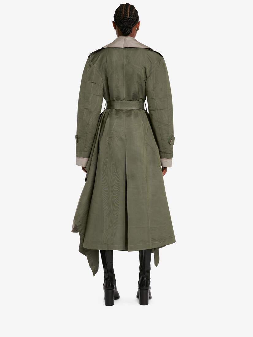 Women's Deconstructed Trench Coat in Khaki/stone - 4