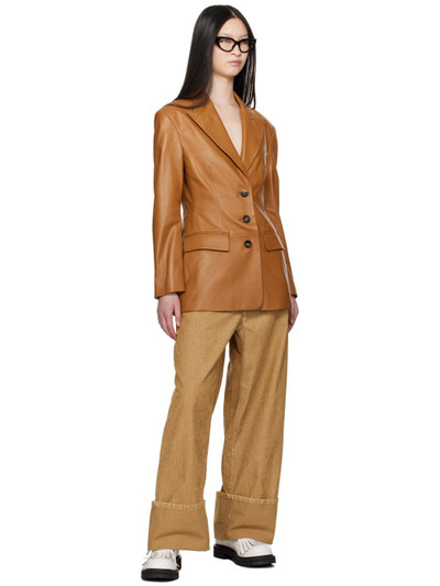 Marni Brown Peaked Lapel Leather Jacket outlook