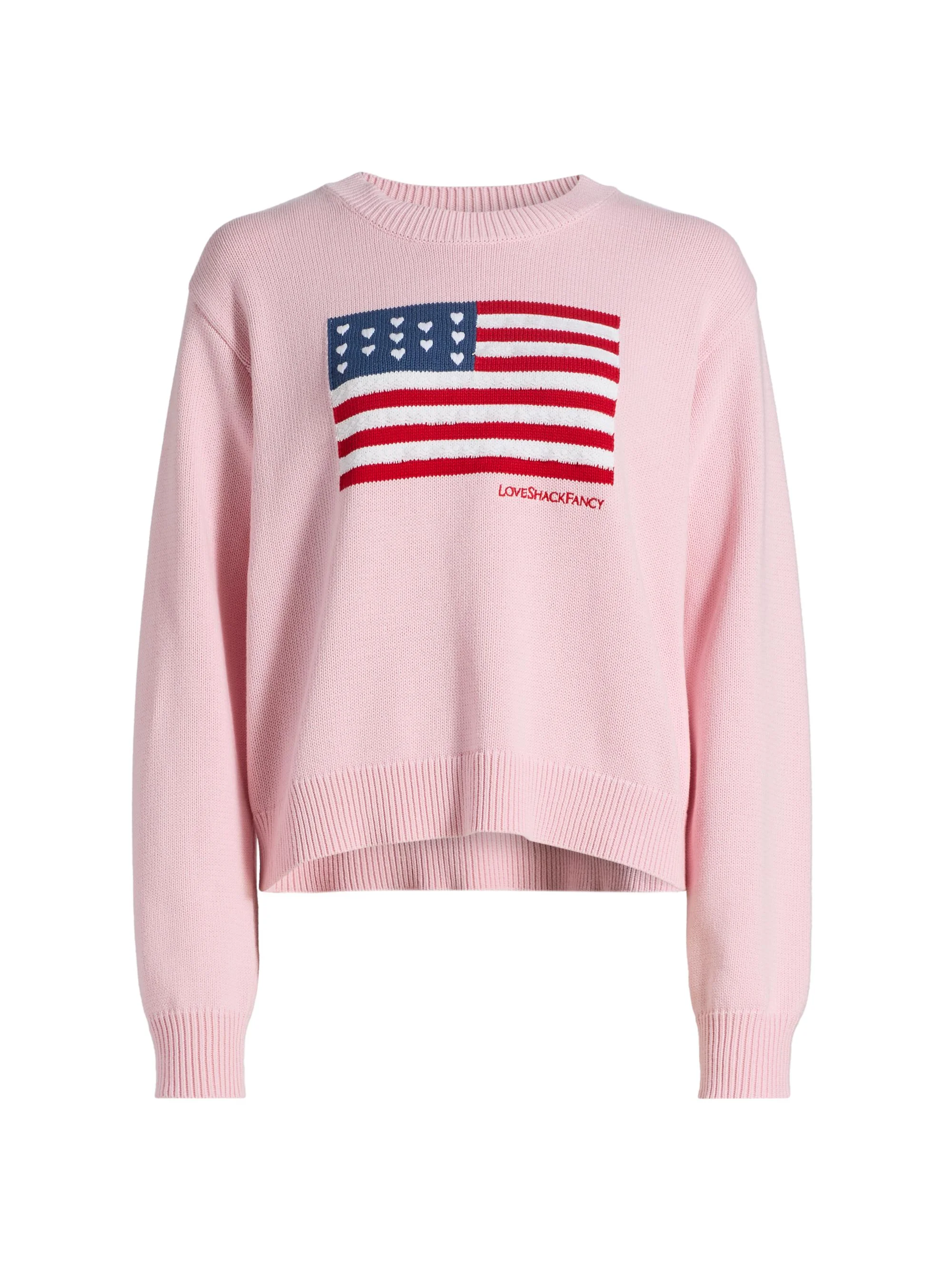 Women's Ty Flag Knit Crewneck Sweater - Blushing Liberty - 1