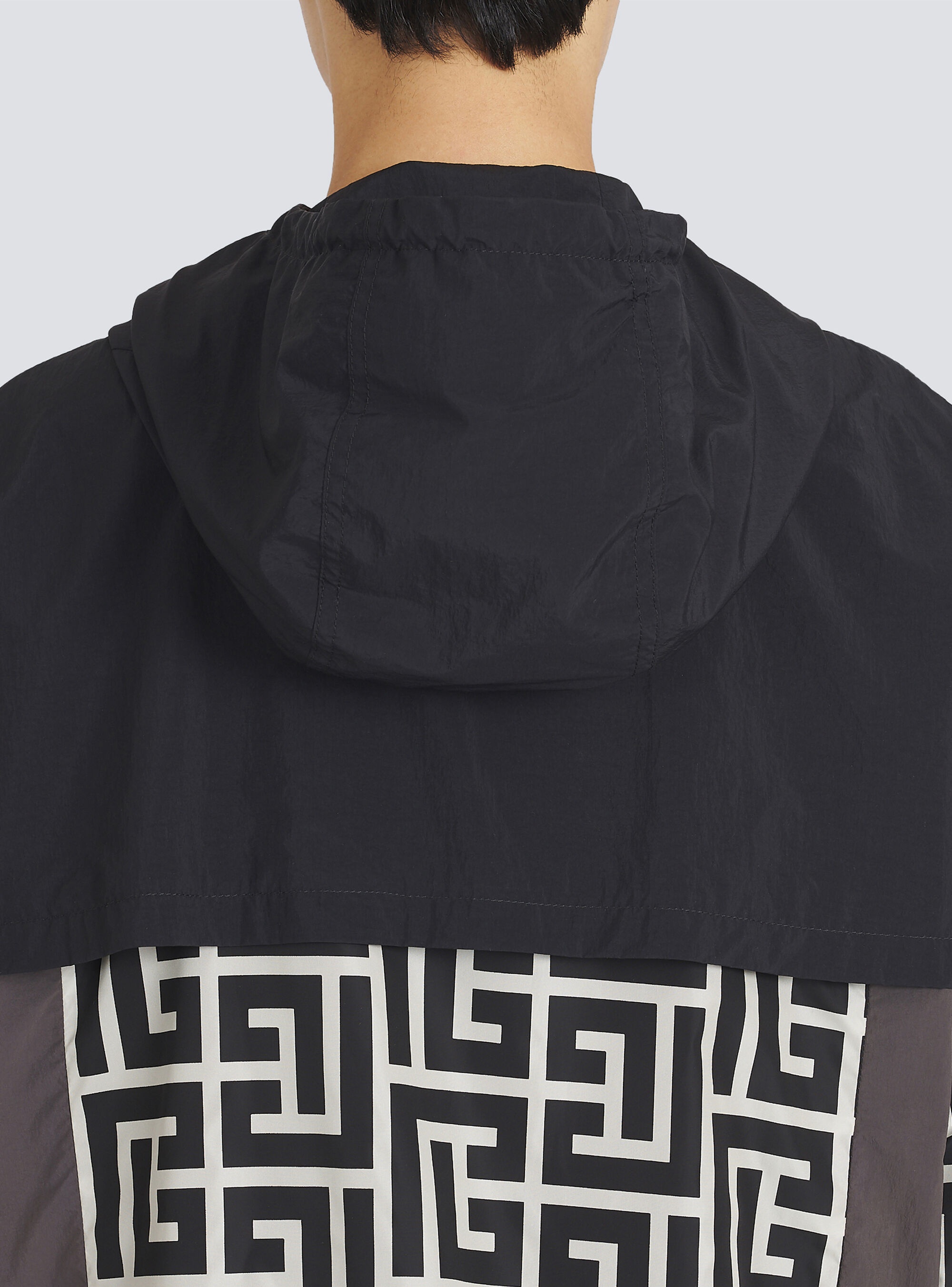 Hooded nylon jacket with Balmain monogram - 9