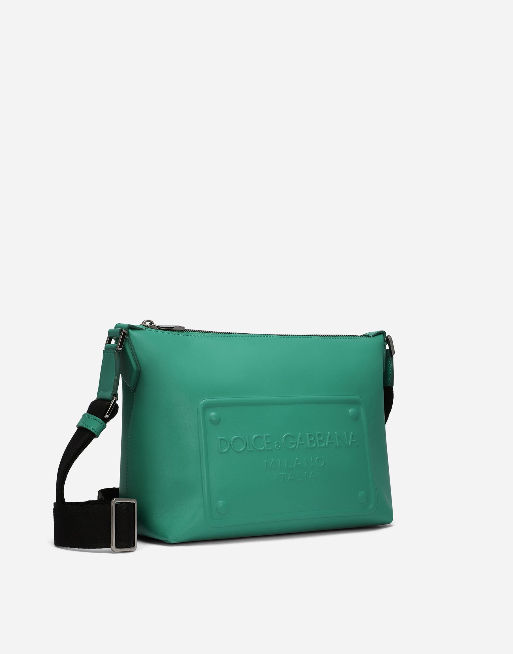 Calfskin crossbody bag with raised logo - 3