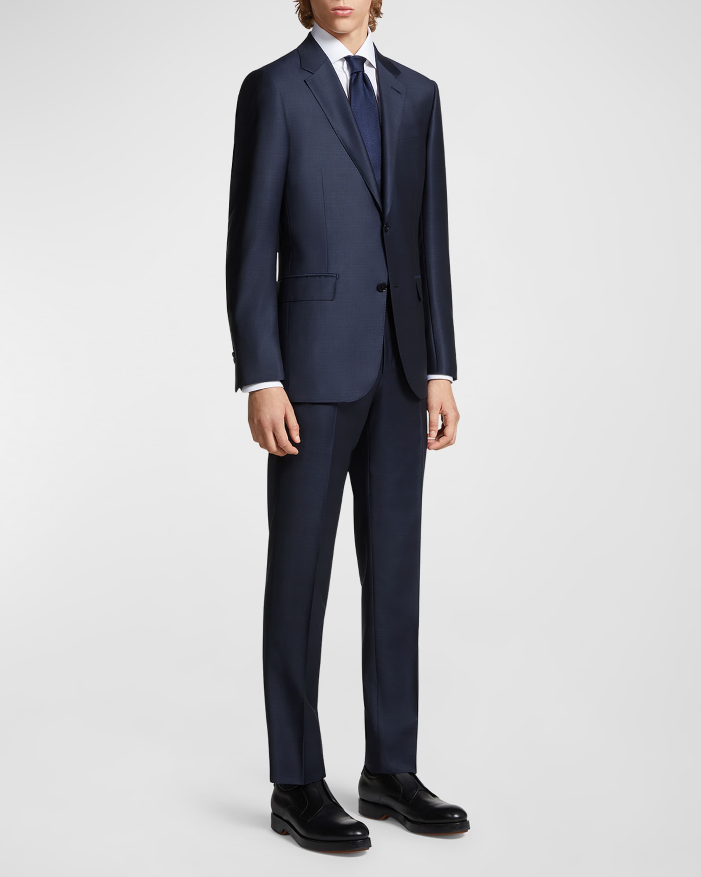 Men's Tonal Plaid Wool-Silk Suit - 1