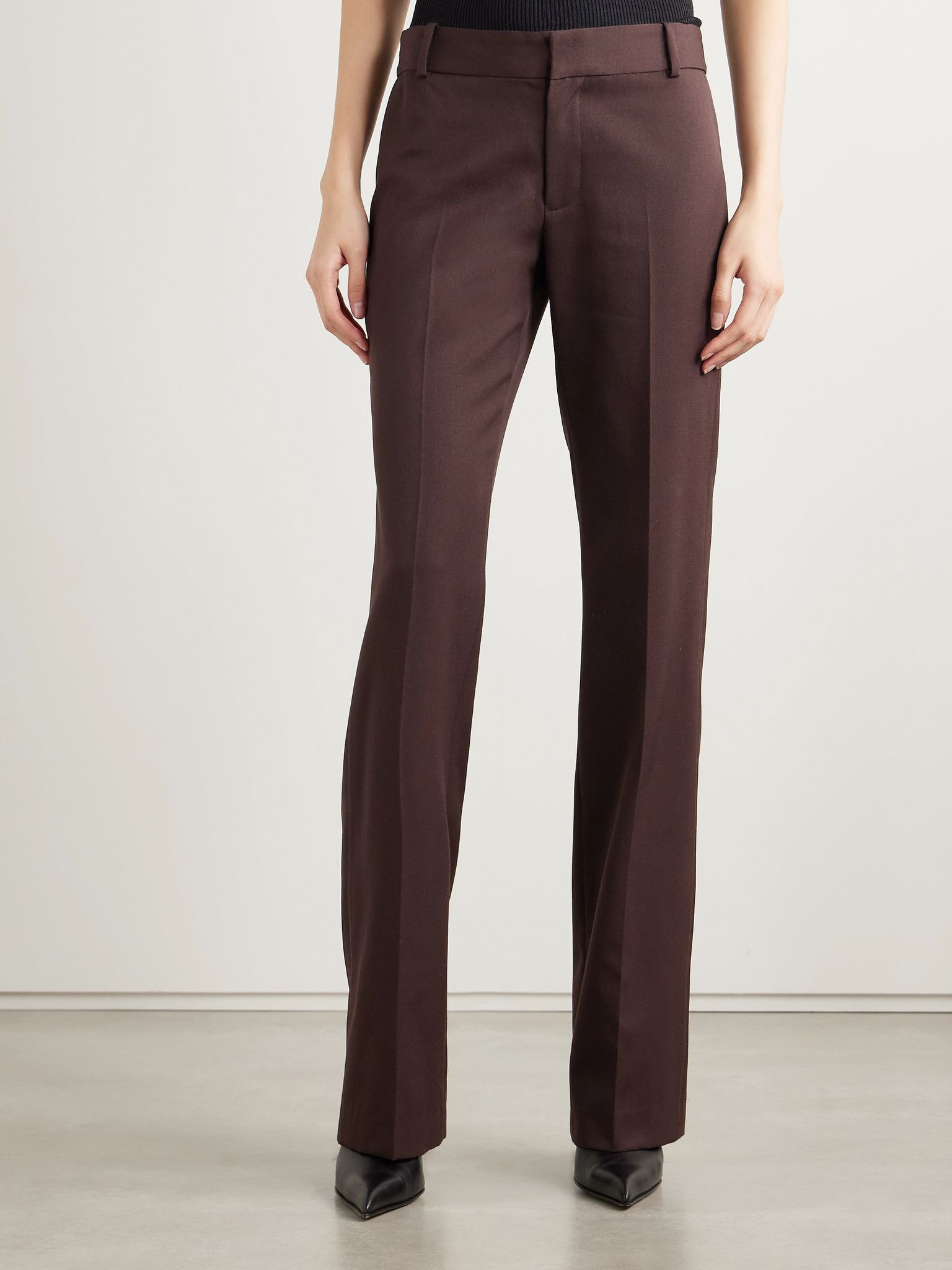 Ivan wool-twill straight-leg pants Merlot - 3