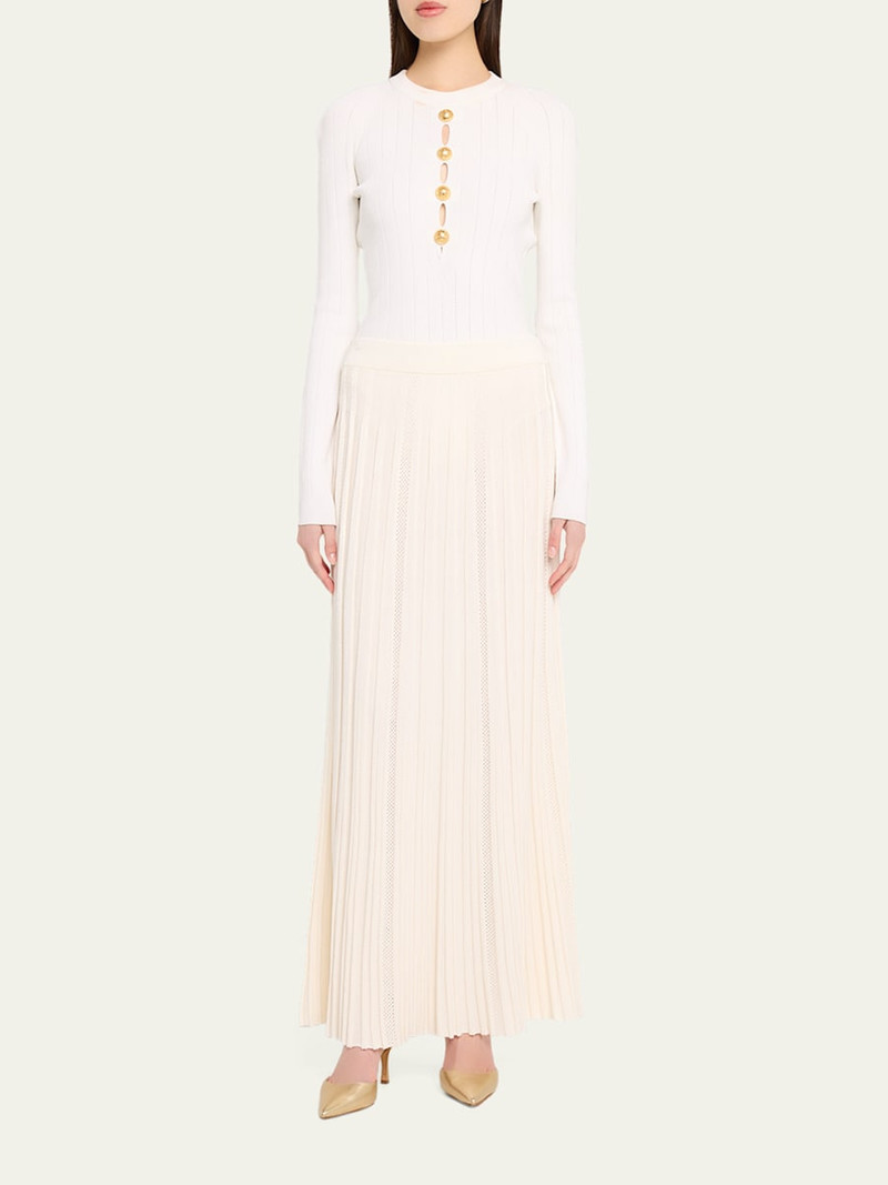 Balmain Pleated Knit Maxi Skirt outlook