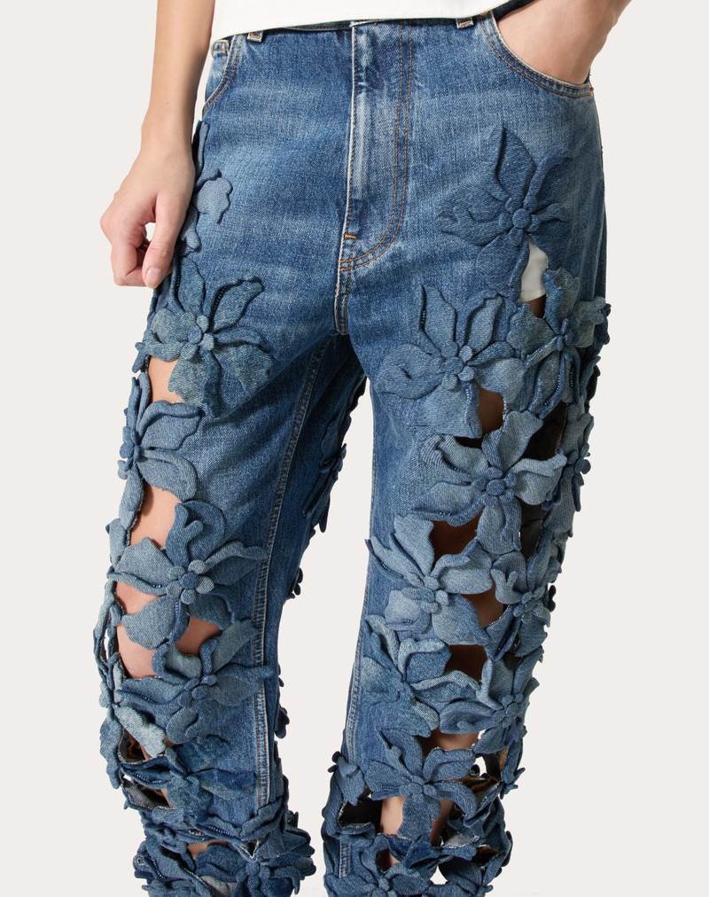 EMBROIDERED MEDIUM BLUE DENIM PANTS 5