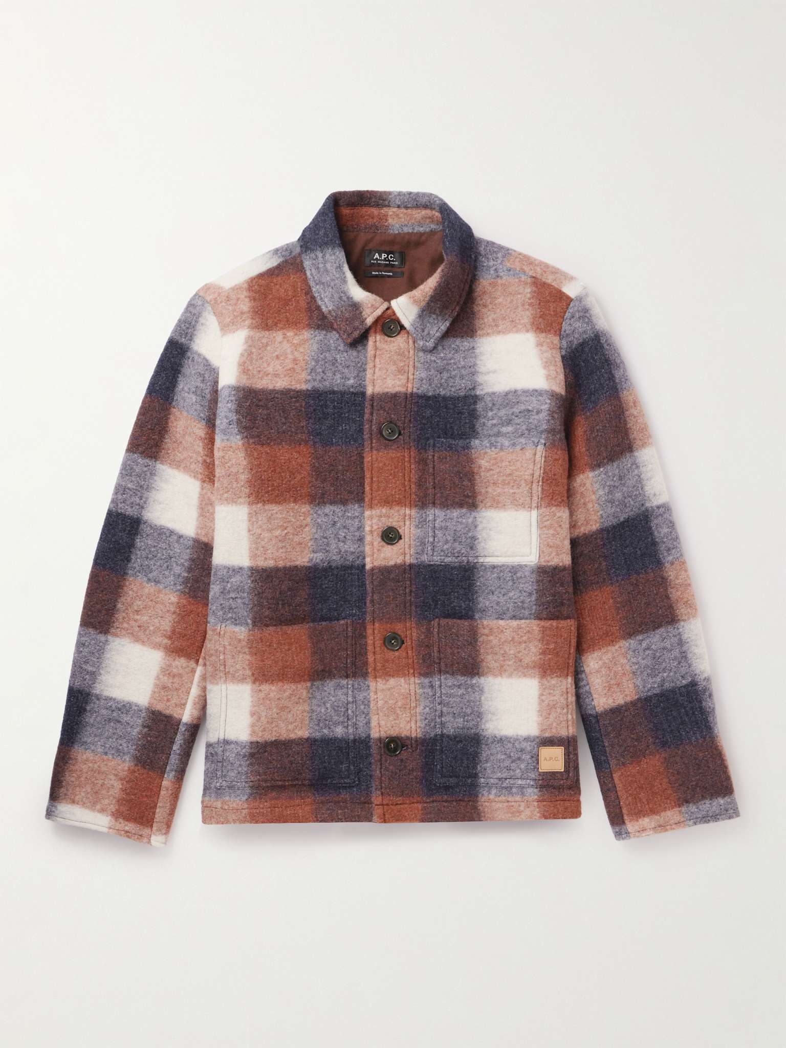 Emile Checked Wool-Blend Flannel Overshirt - 1