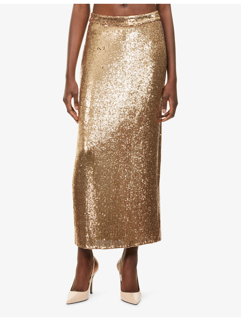 Gwyneth Sequin Stretch-Woven Maxi Skirt - 3