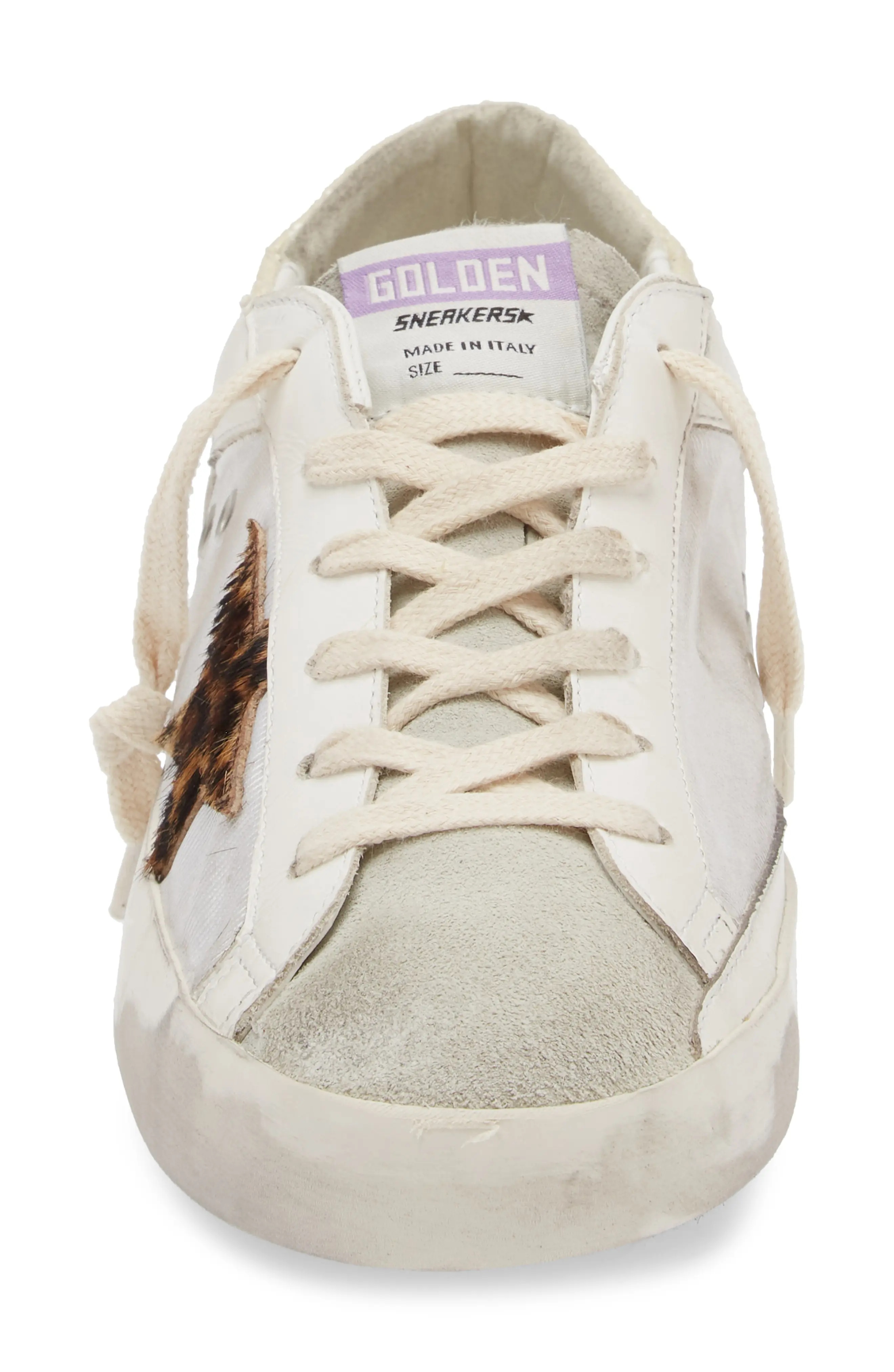 Super-Star Genuine Calf Hair Sneaker in Ivory/Leopard Calf Hair - 4