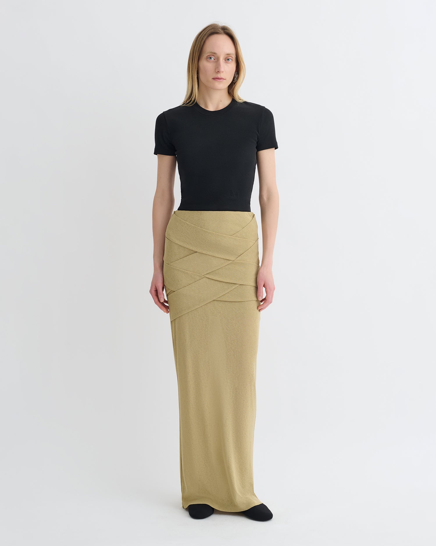 Draped Mesh Jersey Maxi Skirt - 2