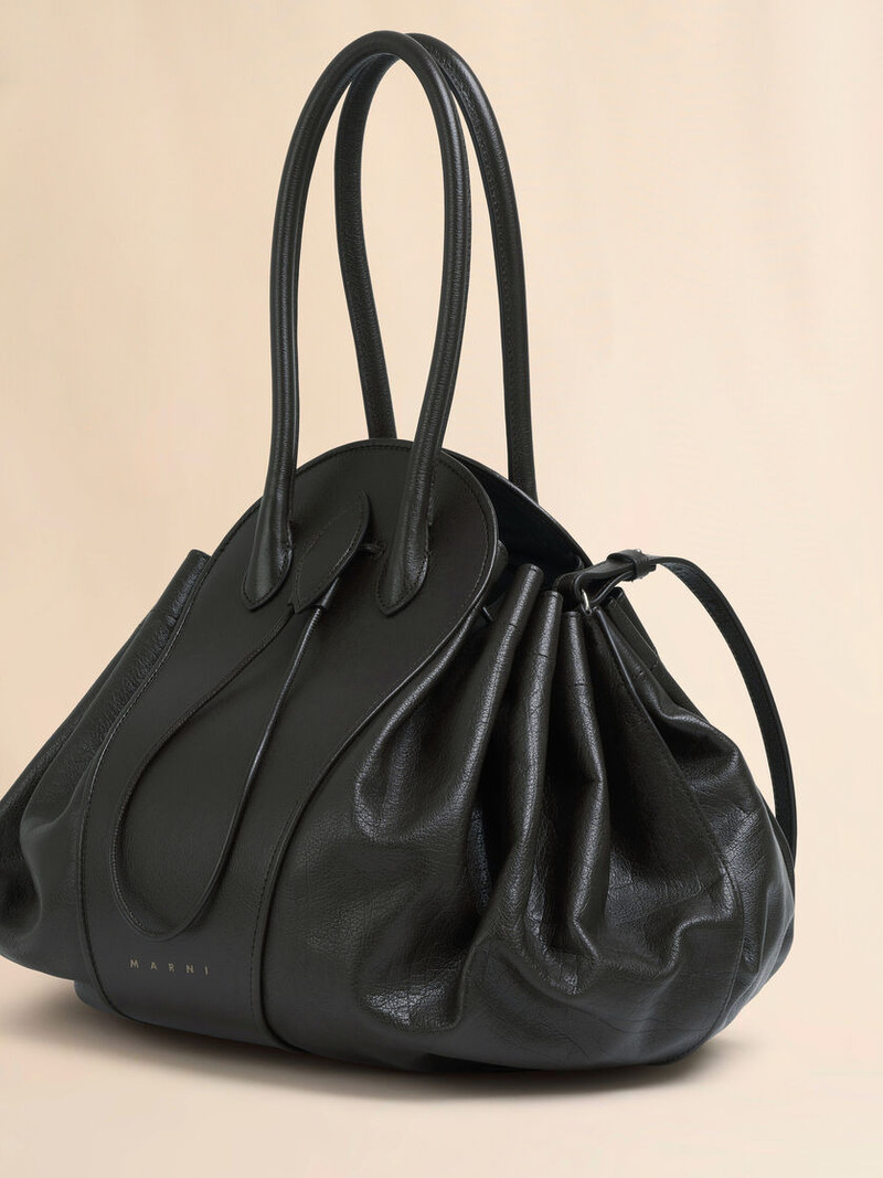 BLACK LEATHER TULIPEA LARGE HANDBAG 5