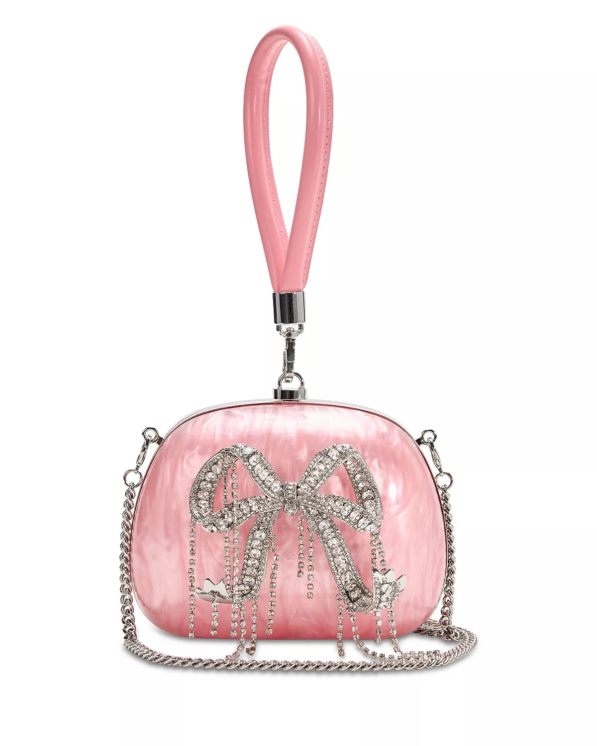Pink Pearlescent Top Handle Clutch - 4