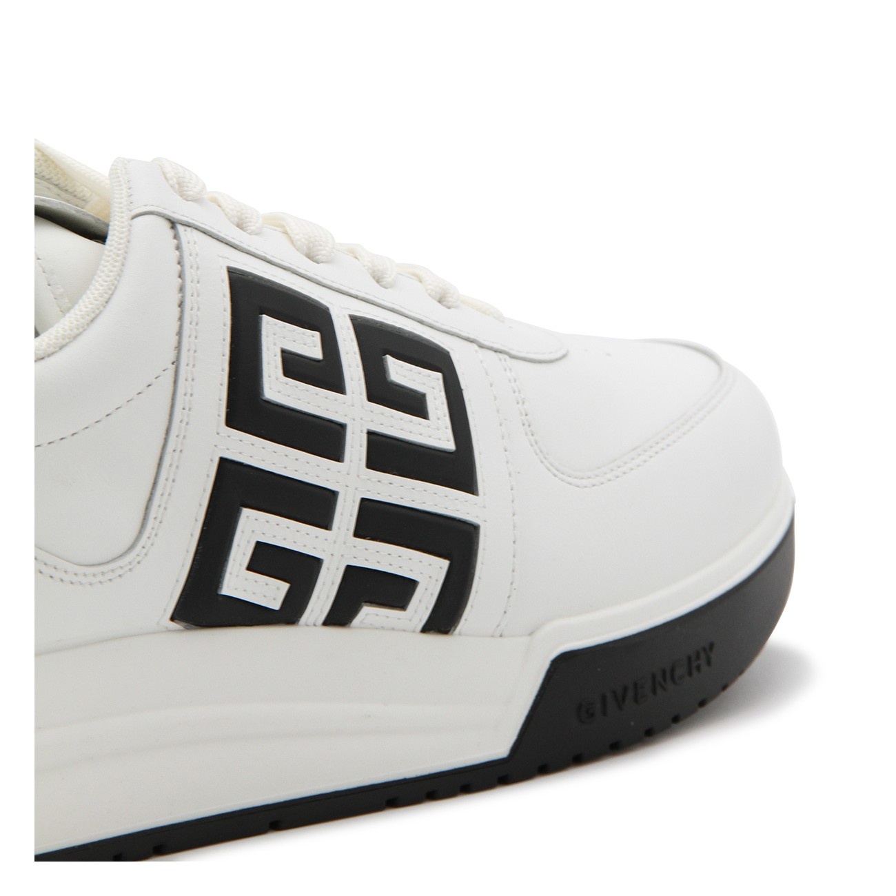white and black leather sneakers - 4