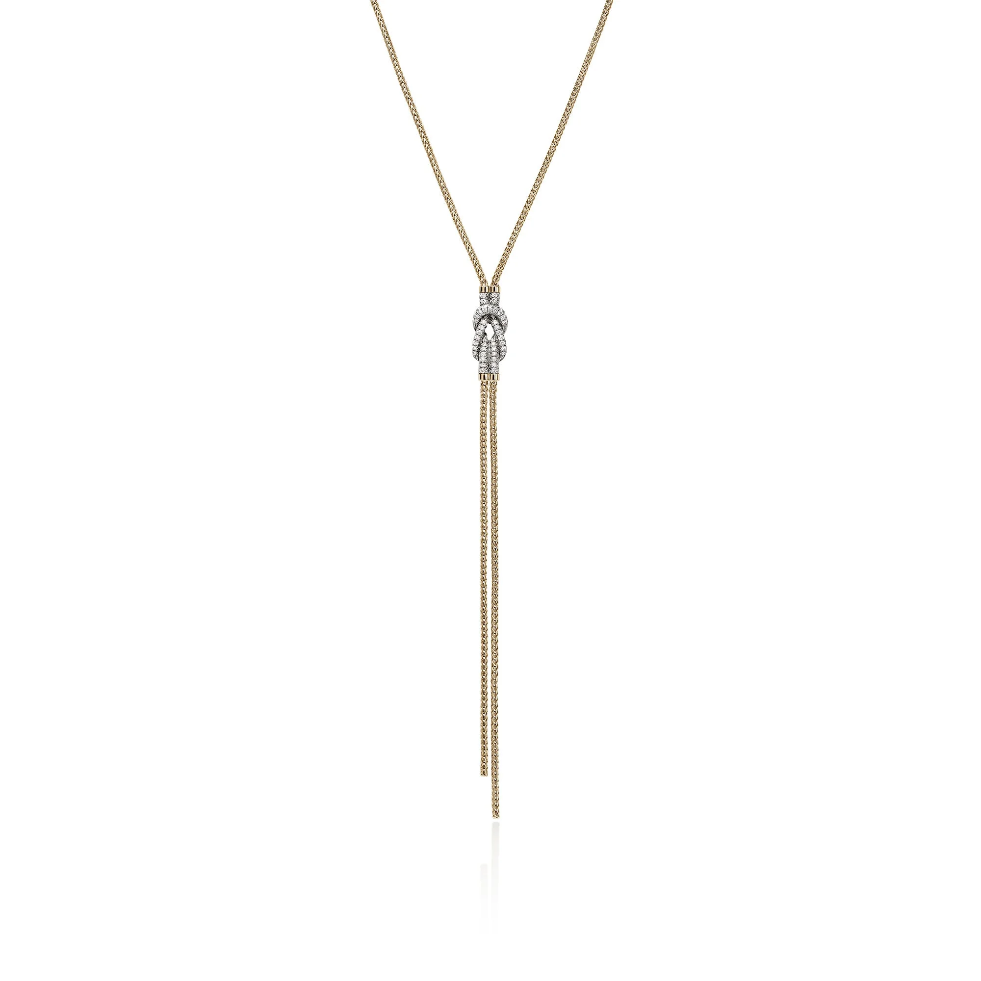 Love Knot Y Necklace, Gold, Diamonds - 1