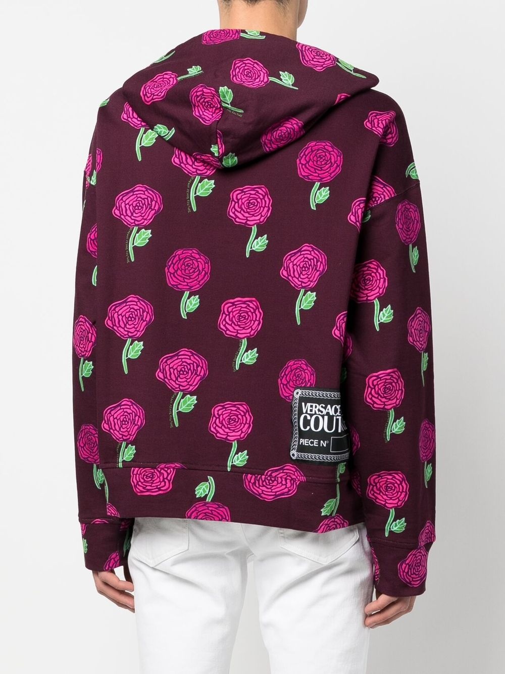 rose-print cotton hoodie - 4