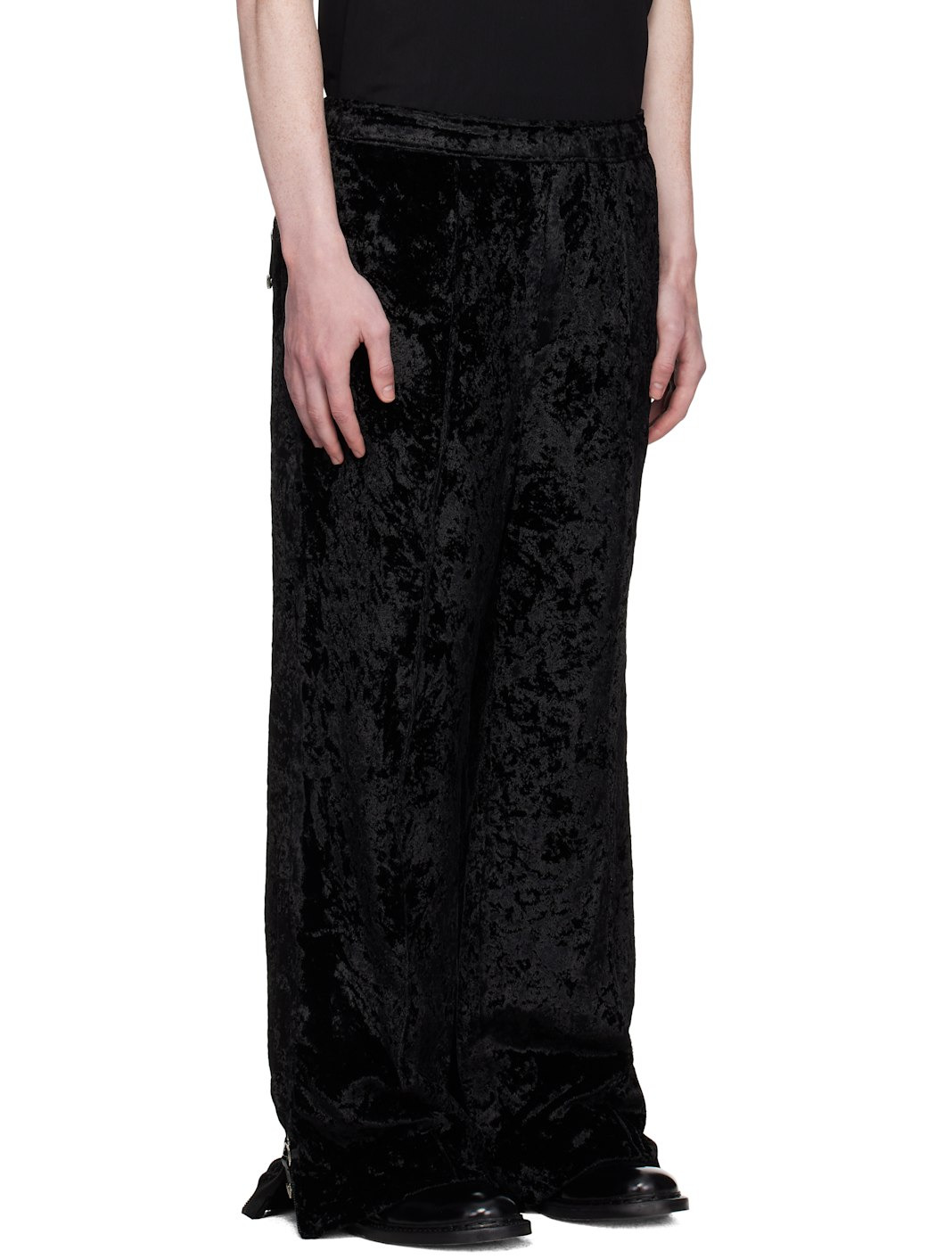 Black Crush Velvet Trousers - 2